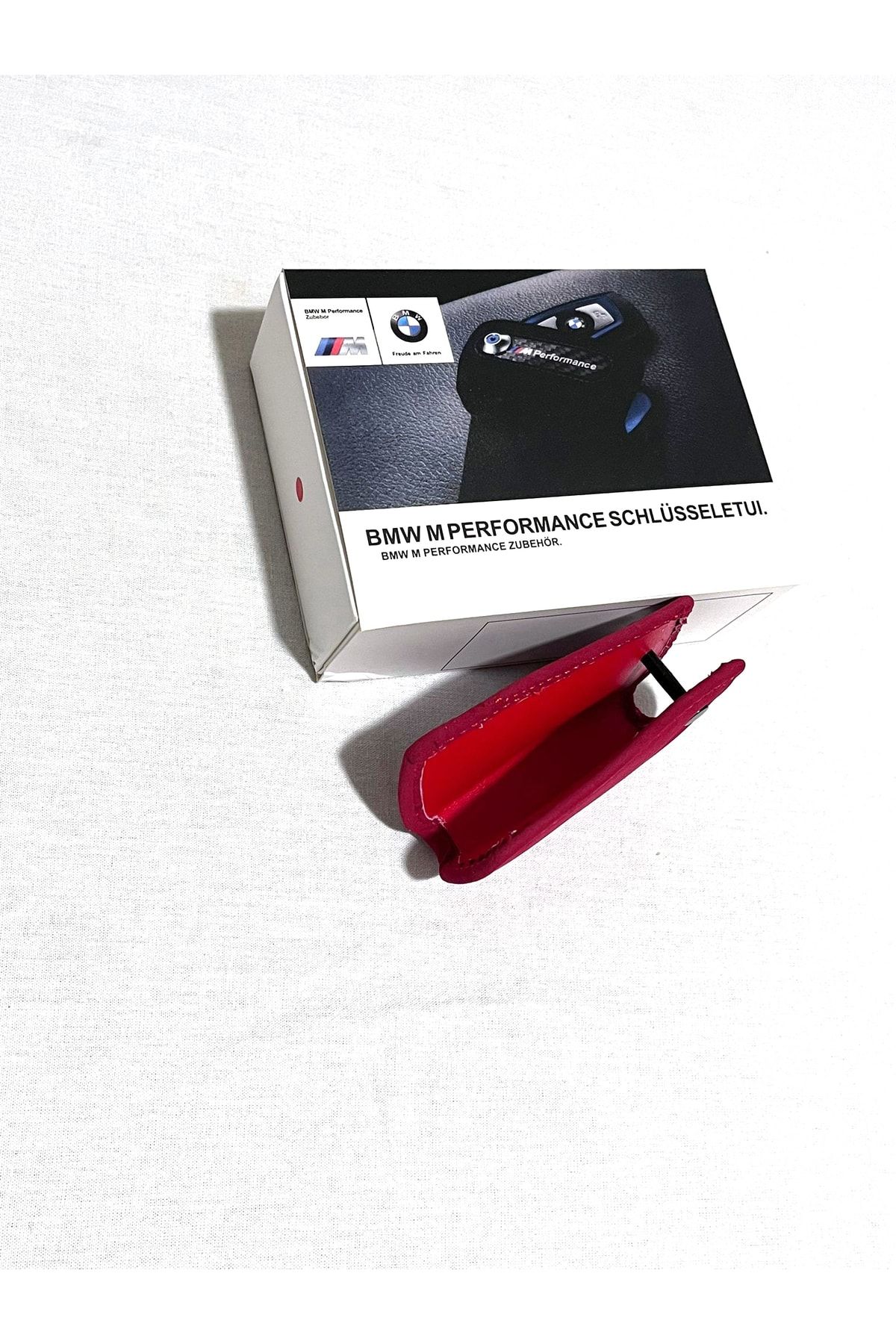 idealaksesuar-Bmw F10 F20 F30 Alacantra M Performance Key Case Keychain Car Keychain Bmw Full Red Model 3