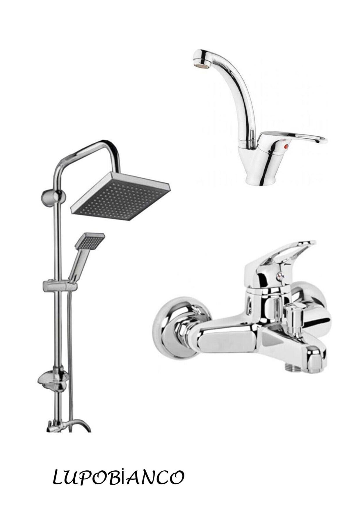 Genel Markalar VİOSA ARMATÜR 3'lü Duş Seti Duş Robotu Banyo Bataryası Lavabo Bataryası