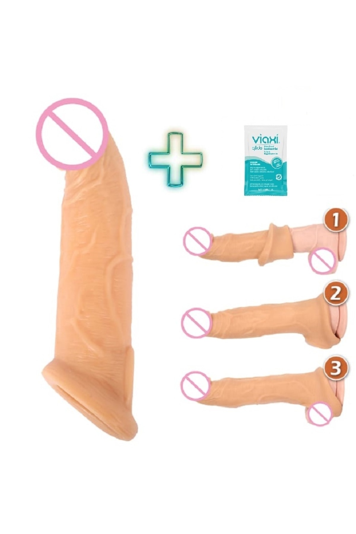 Hediyeli Gerçek Ten Dokulu Uzatmalı Penis Kılıfı