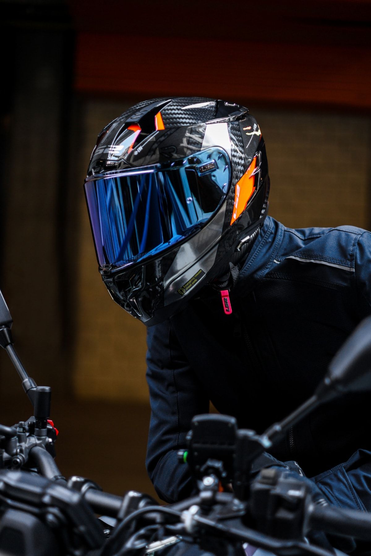 LS2-Challenger C Carbon Alloy Titanium-chrome-orange Helmet 2