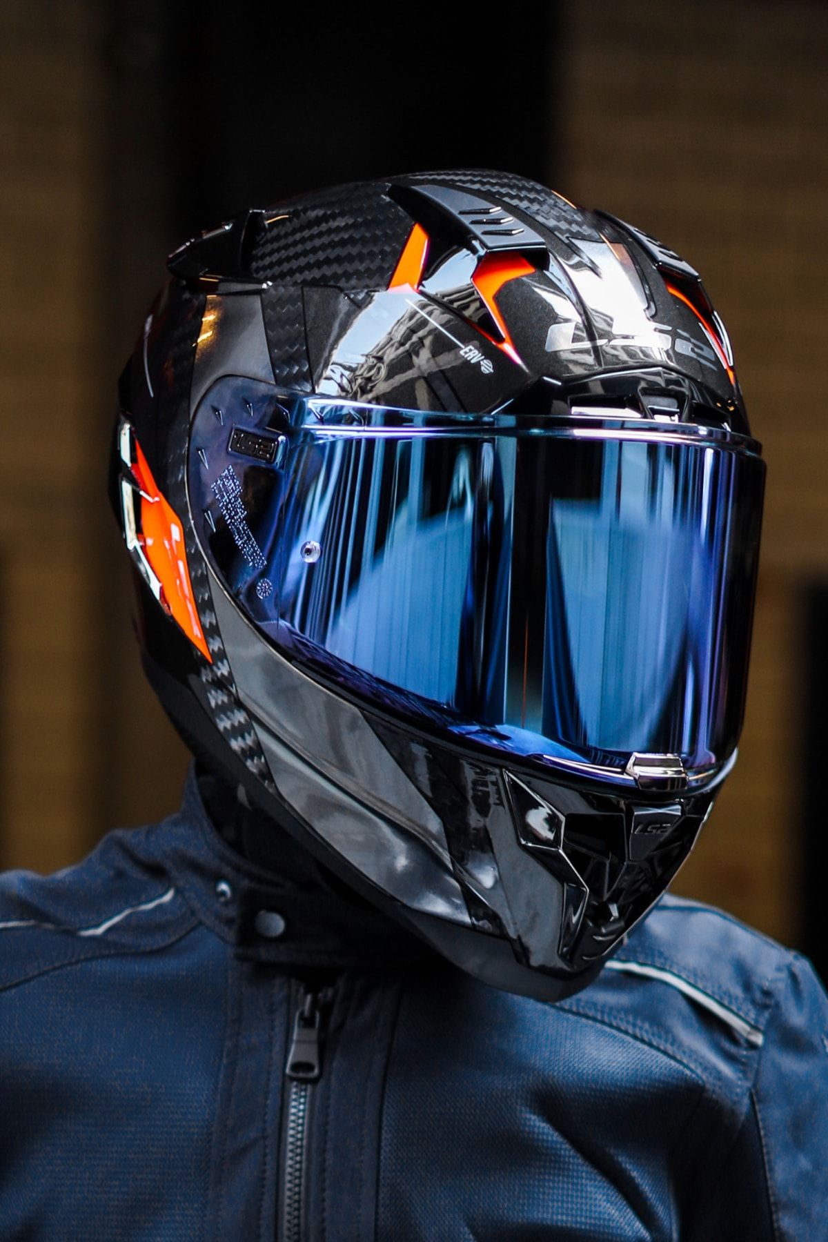LS2-Challenger C Carbon Alloy Titanium-chrome-orange Helmet 4