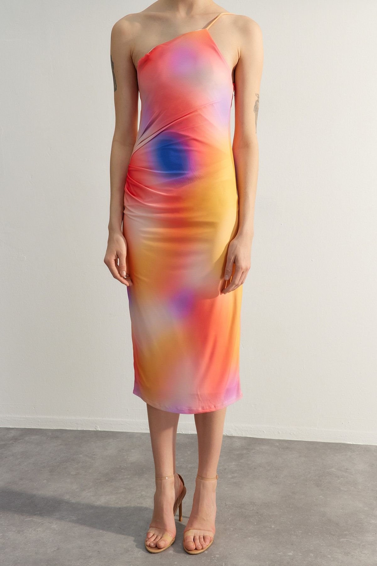Trendyol Collection-Rochie tricotată midi, ajustabilă, multicoloră, ediție limitată TWOSS23EL01577 4