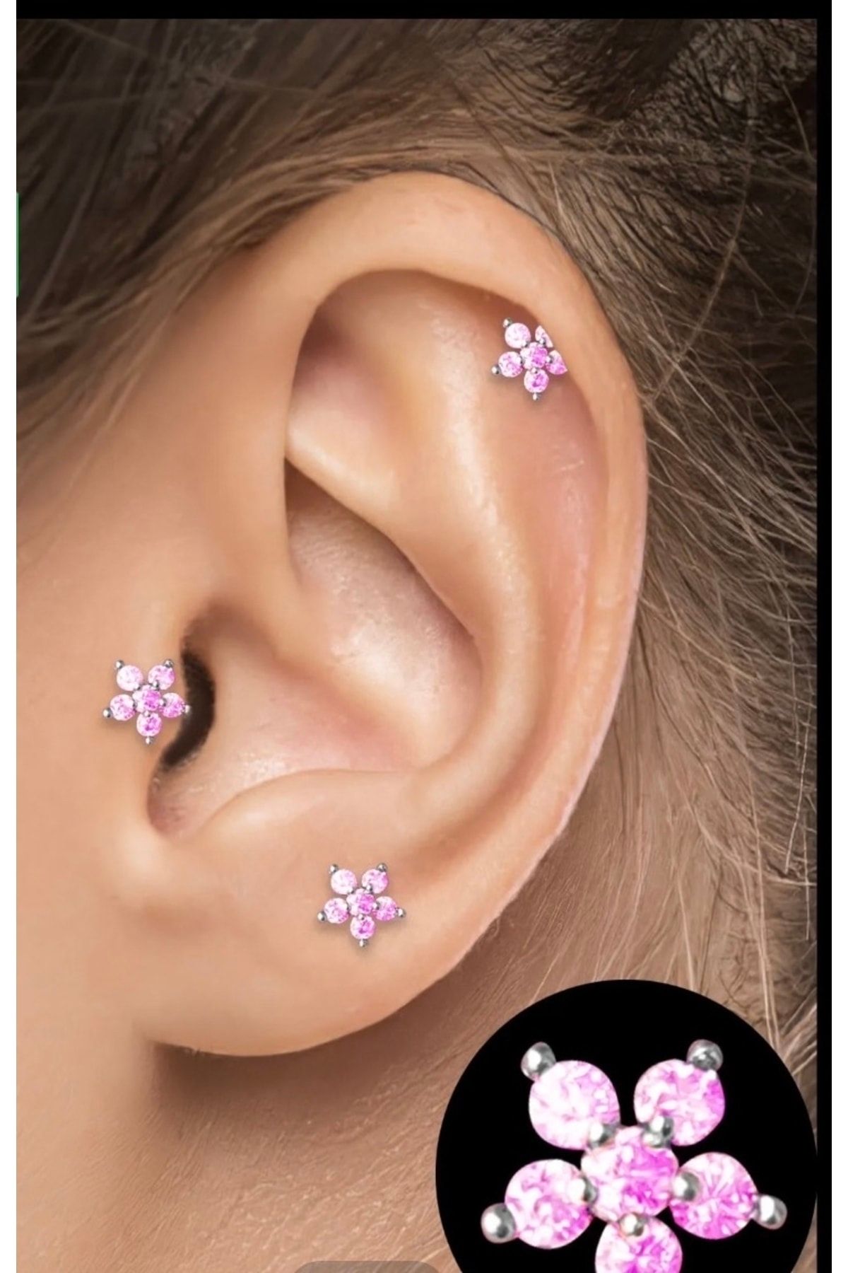 Pink online tragus piercing
