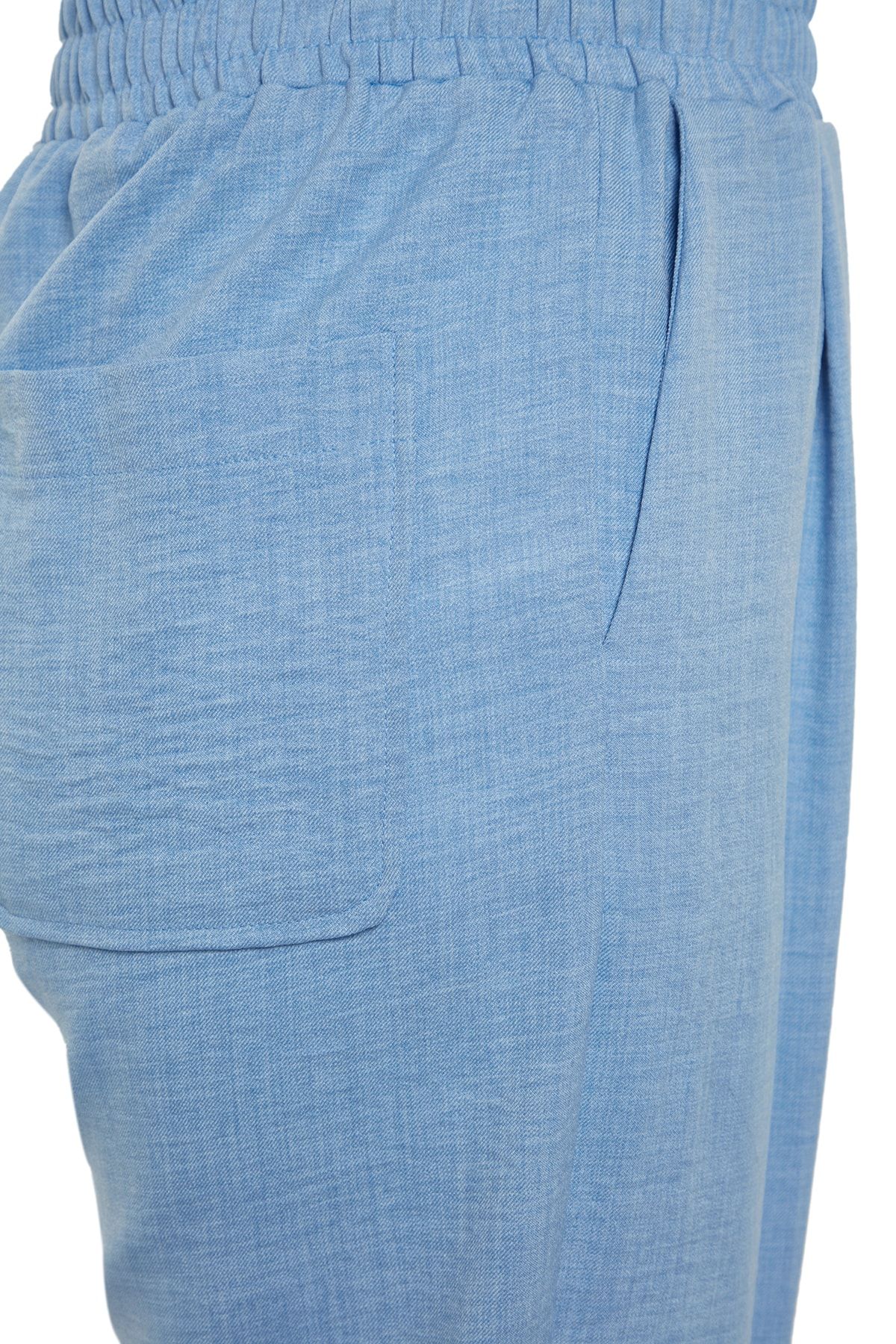 Trendyol Modest-X Kevser Sarıoğlu kék elasztikus derék szőtt nadrág TCLSS23TP00007 7