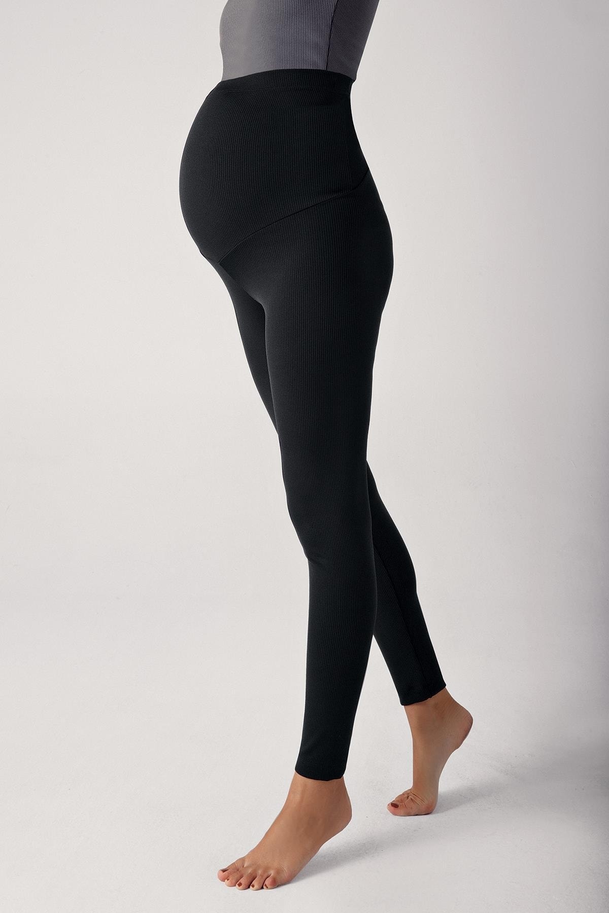 Artış Fitilli Ayarlanabilir Yüksek Bel Esnek Toparlayıcı Hamile Tayt F03 fotoğrafı 4 (önizleme)