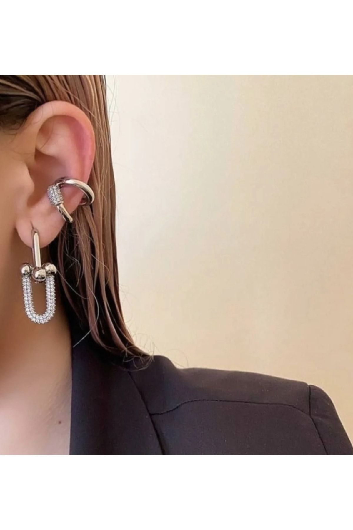 Aksesuar Steel Silver Stone Tiffany Earrings Trendyol