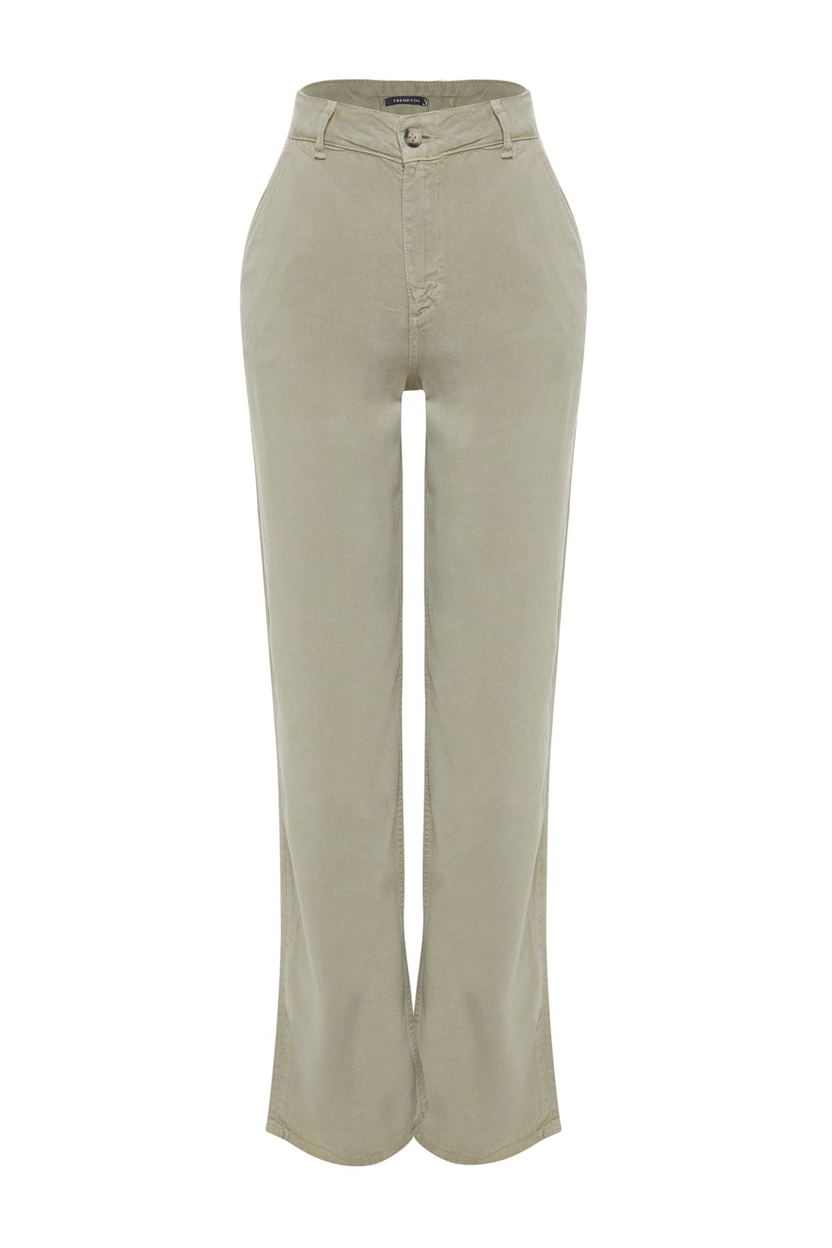 Trendyol Collection-Mint More Sustainable – 100 % Tencel-Jeans mit niedriger Taille und weitem Bein TWOSS23JE00219 5