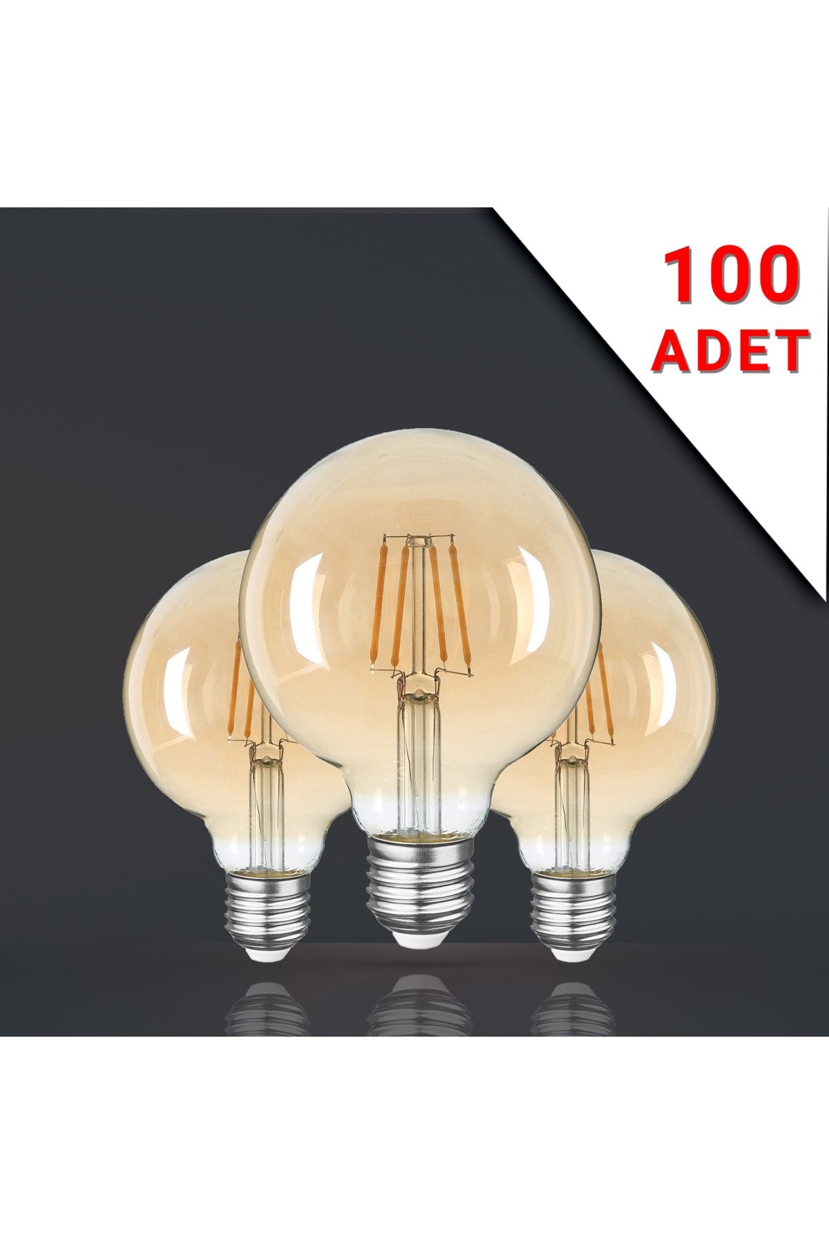 Apliqa 100 Adet Led Filamanlı E27 Rustik Ampul 6 Watt 2500k Gün Işığı G95 12160-100