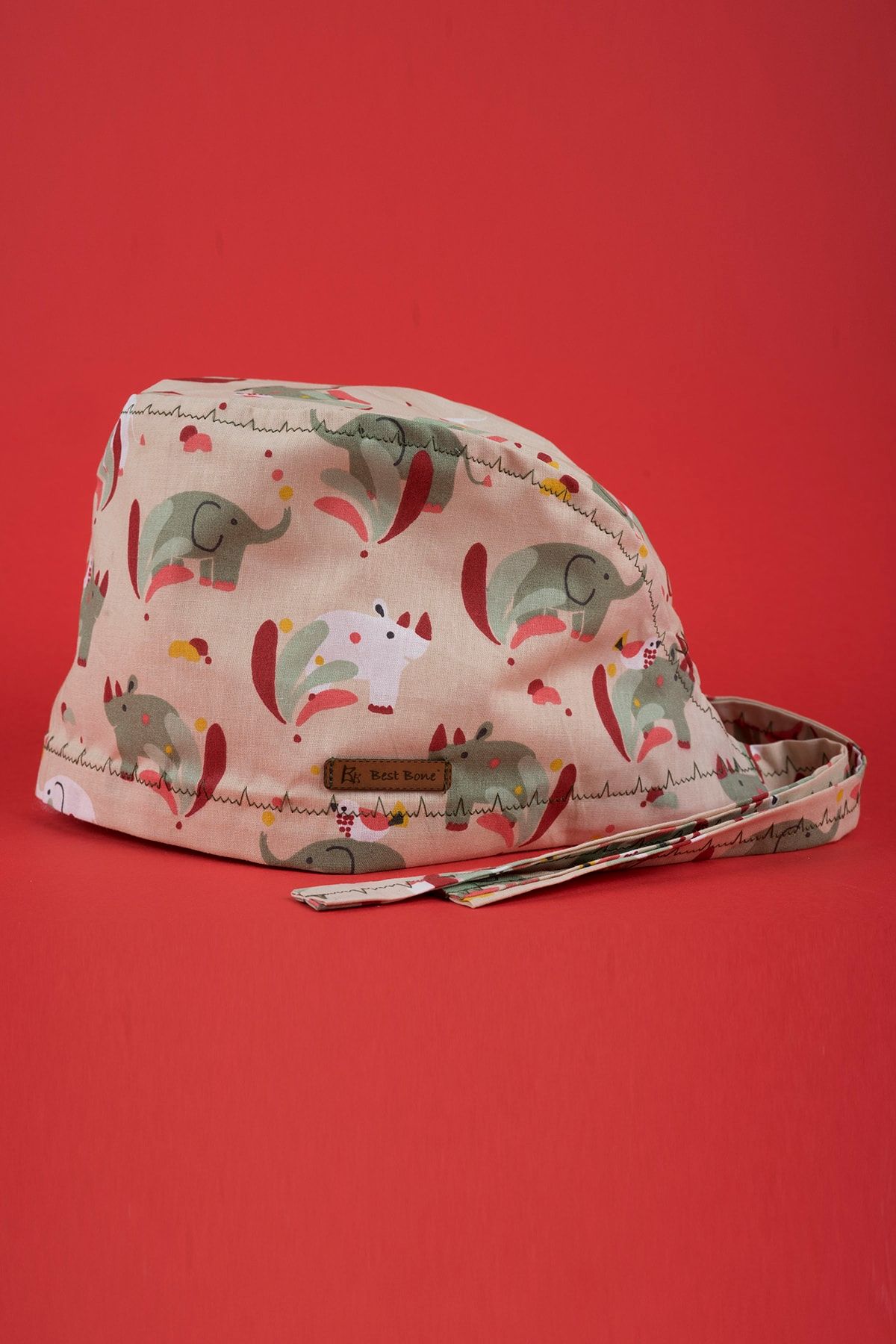 Best Bone-Rhino and Elephant Patterned Surgical Bonnet 1