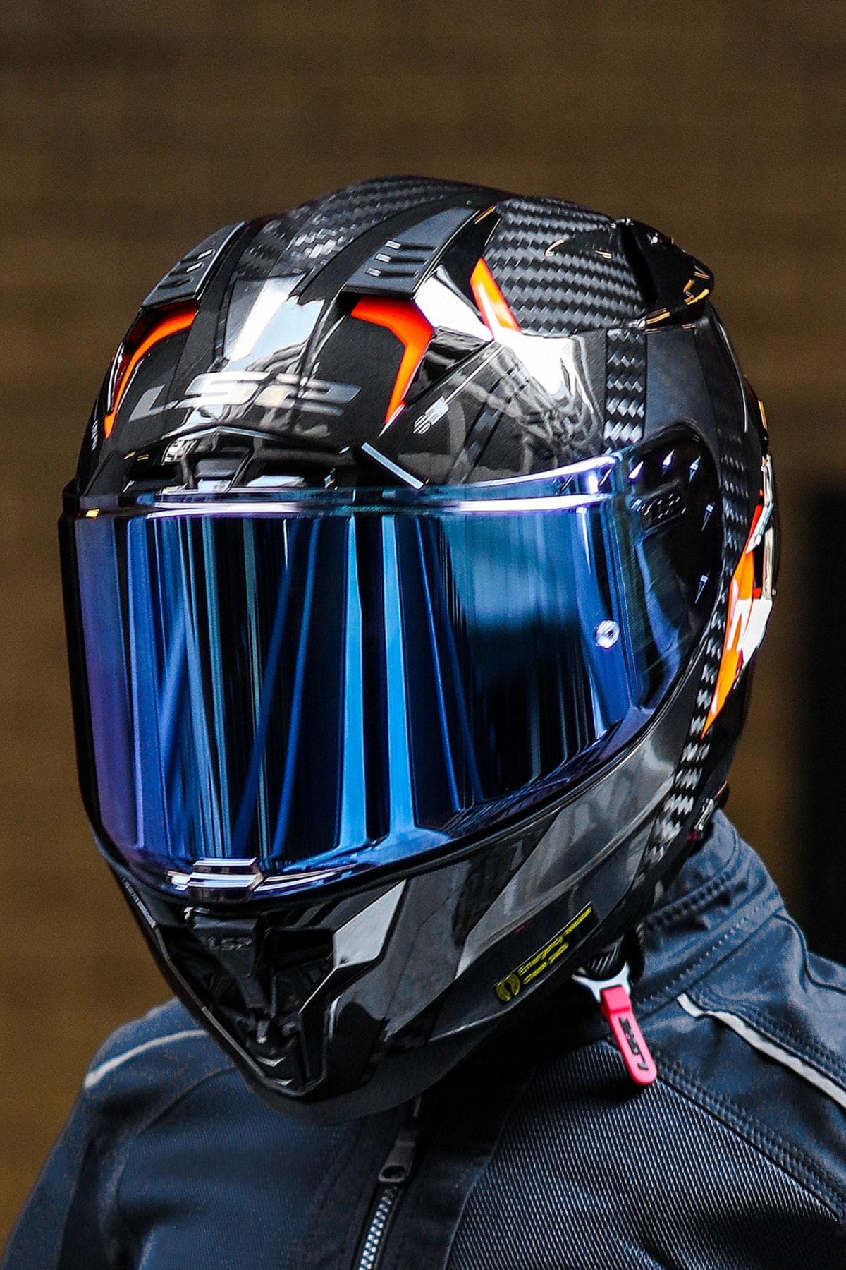 LS2-Challenger C Carbon Alloy Titanium-chrome-orange Helmet 3