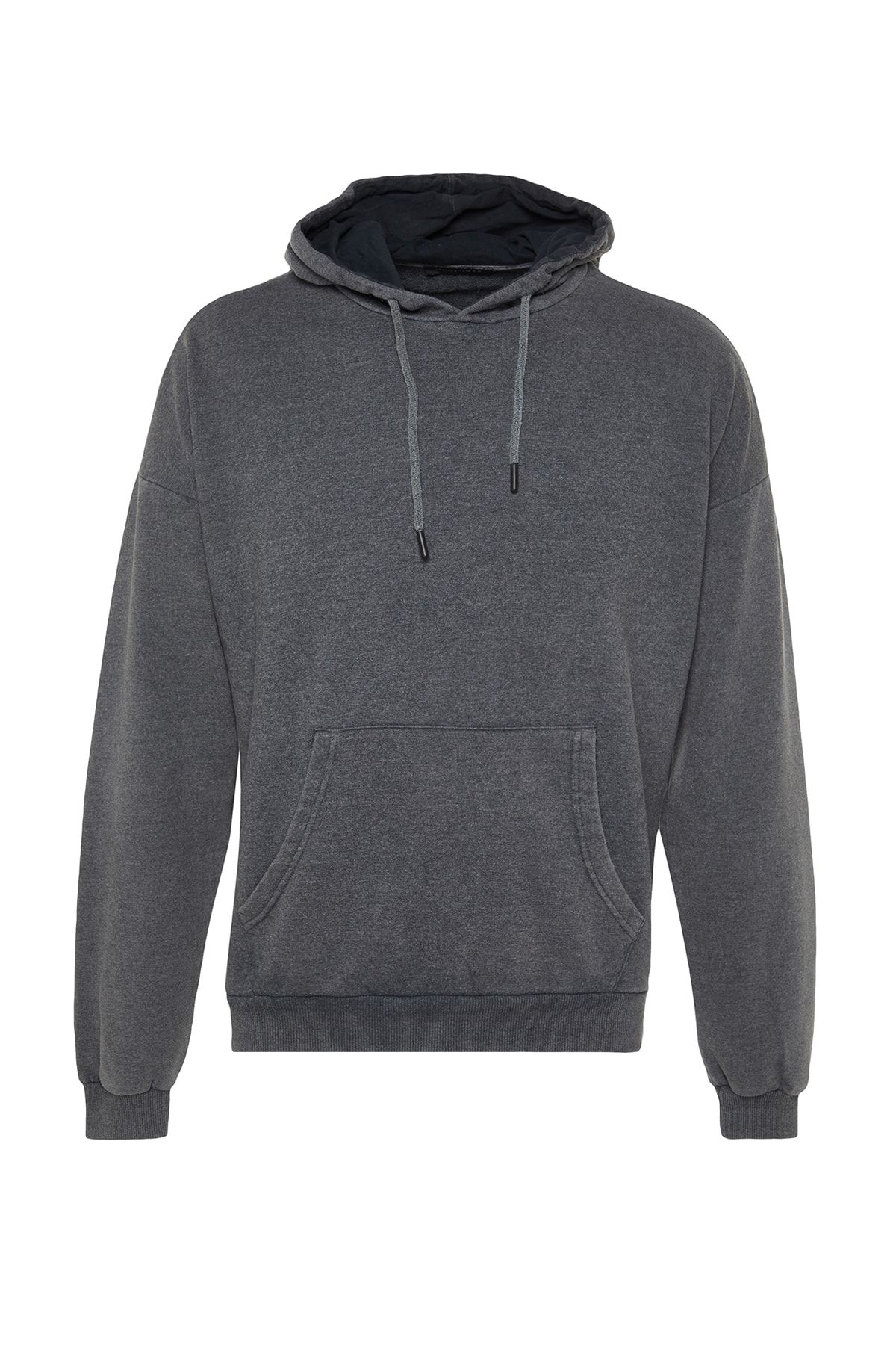 Trendyol Collection-Anthrazitfarbenes Oversize-Sweatshirt mit Kapuze - Antik/Blass-Effekt TMNAW22SW2602 7
