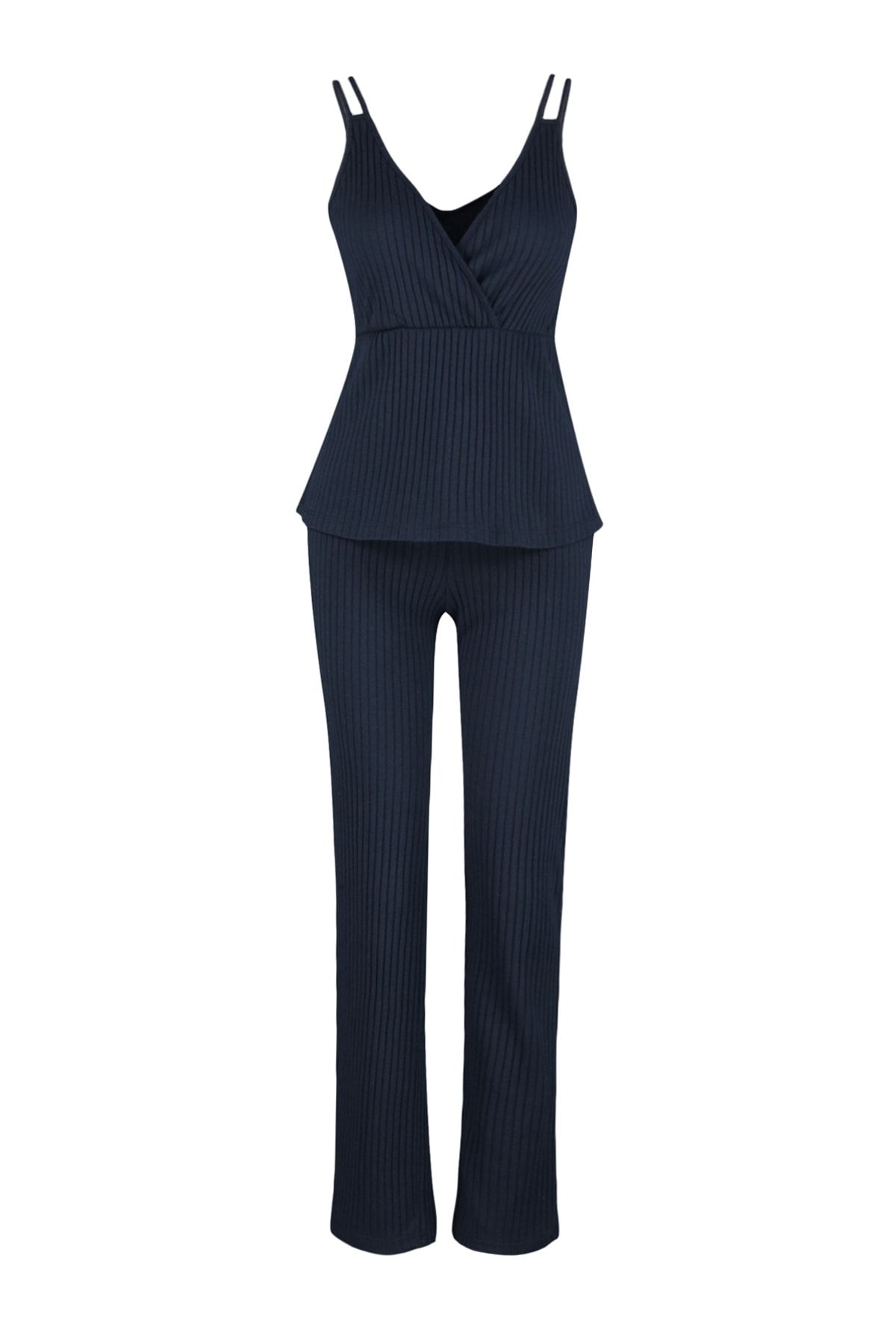 Trendyol Collection-Šňůrová pletená pyžamová souprava Navy Blue Rope Strap - THMSS21PT0125 16