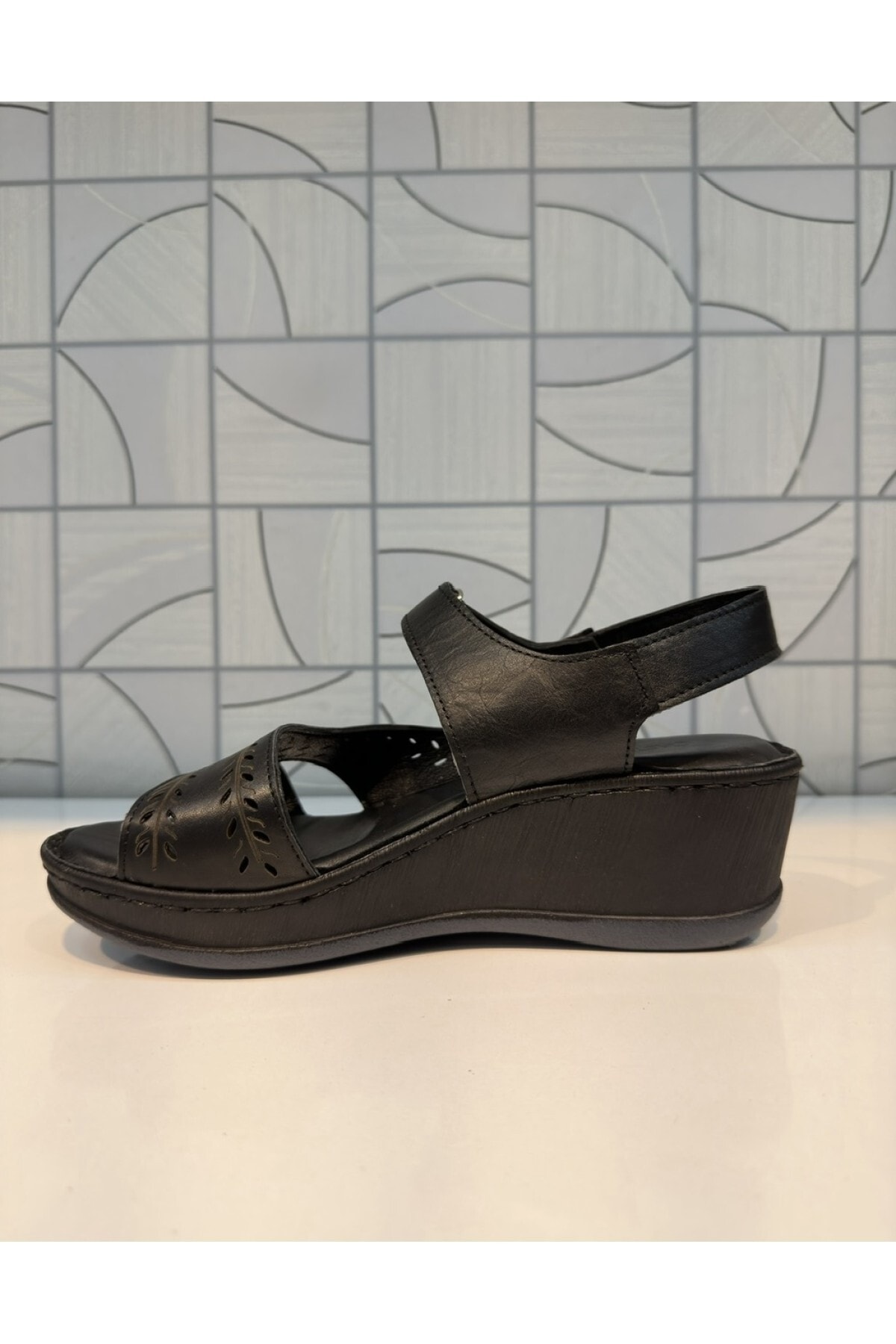 صندل زنانه مشکی Anıl Ayakkabı | ANIL AYAKKABI Castle 22322 اورجینال - تصویر 3
