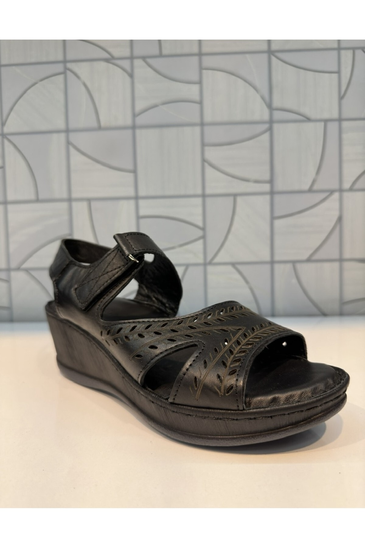 صندل زنانه مشکی Anıl Ayakkabı | ANIL AYAKKABI Castle 22322 اورجینال - تصویر 6