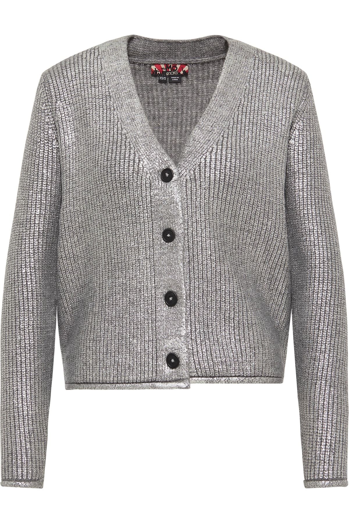 myMo Strickjacke Silber Regular Fit Fast ausverkauft