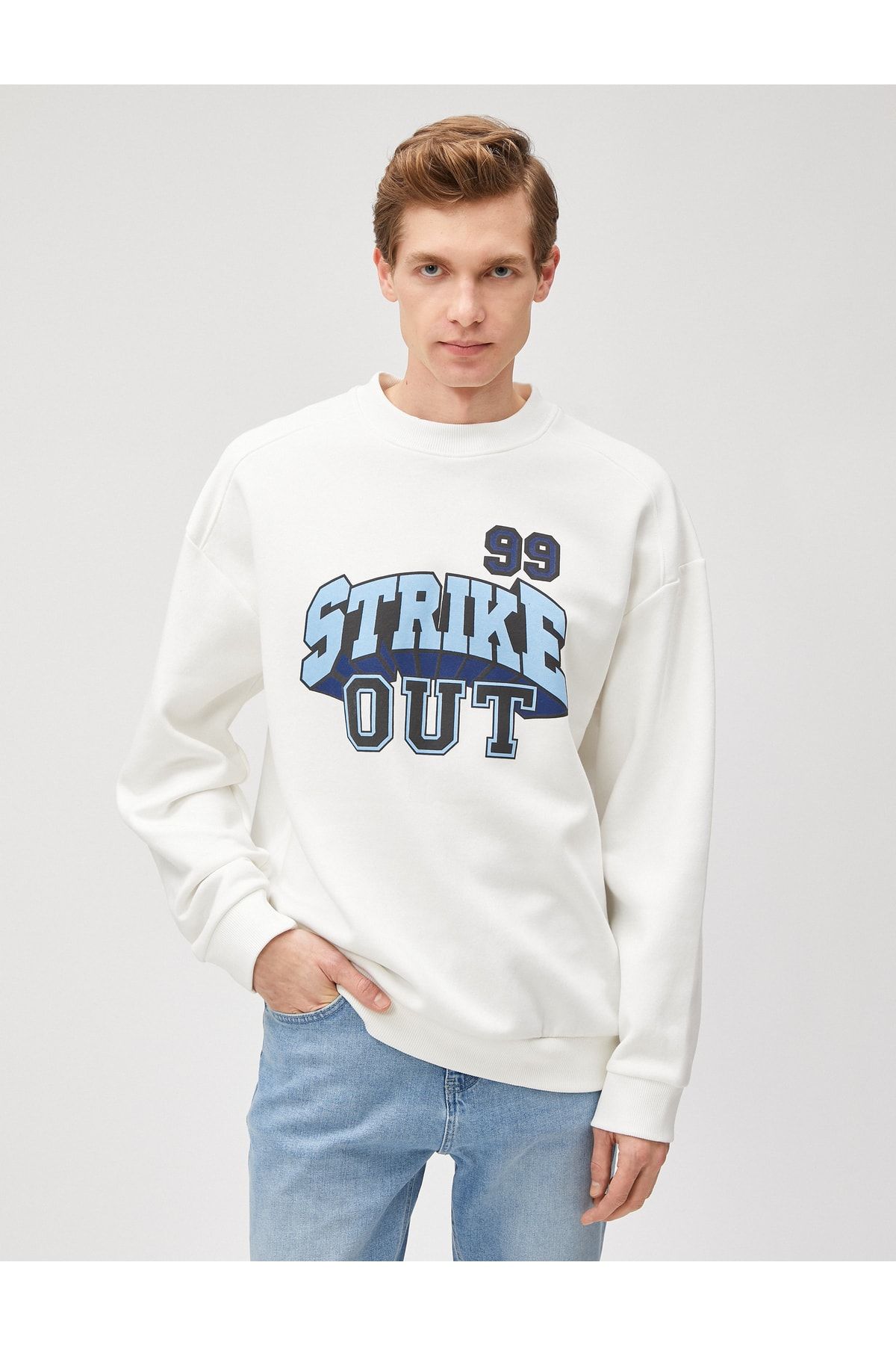 Koton Sweatshirt Ecru Oversized