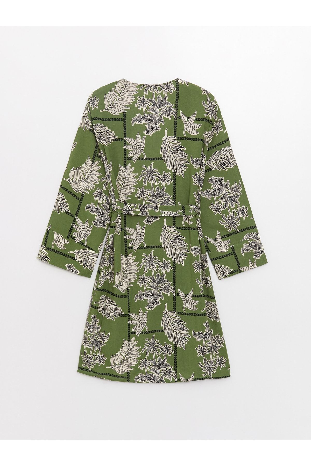 Şal Yaka Desenli Uzun Kollu Oversize Kadın Kimono