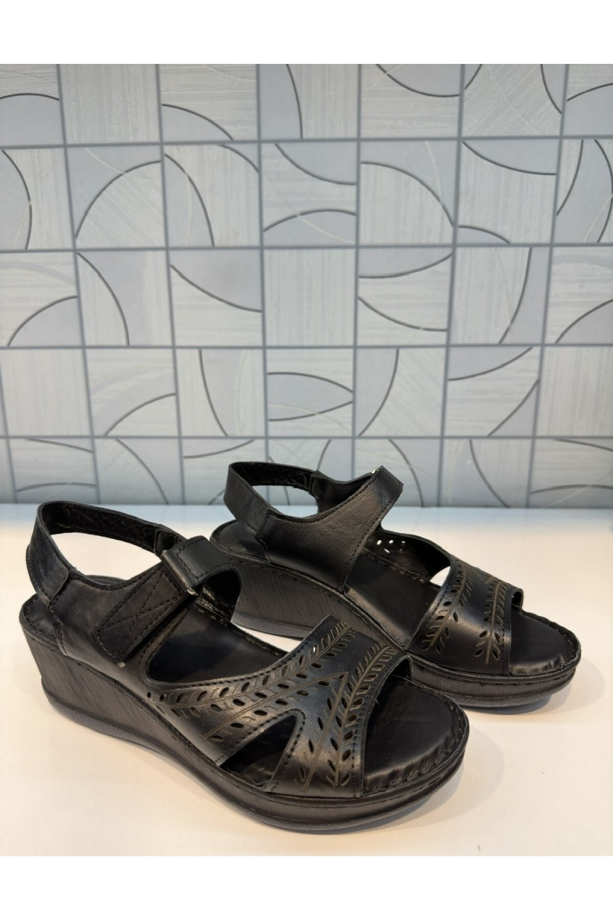 صندل زنانه مشکی Anıl Ayakkabı | ANIL AYAKKABI Castle 22322 اورجینال - تصویر 5