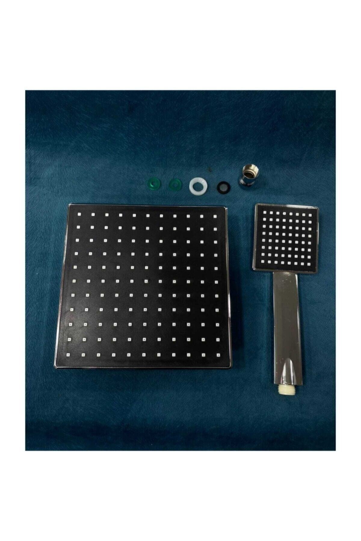 Robot Shower Head Set Black Square Large Shower