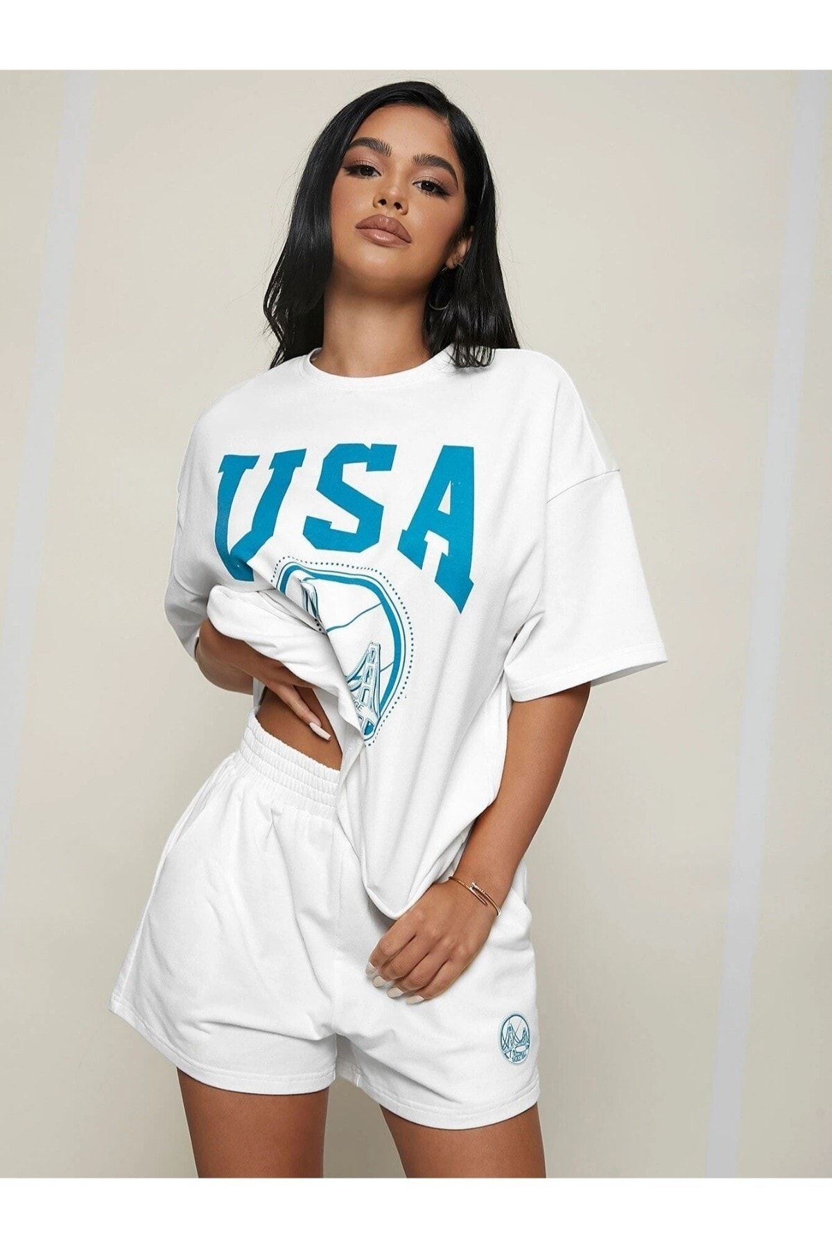 Machetta Set De Pantaloni Scurți Tricou Oversize Cu Imprimeu De Baschet American De Vară Unisex - XL