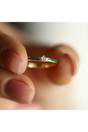 by milo jewellery Emerald Star Yeşil Altın Yüzük
