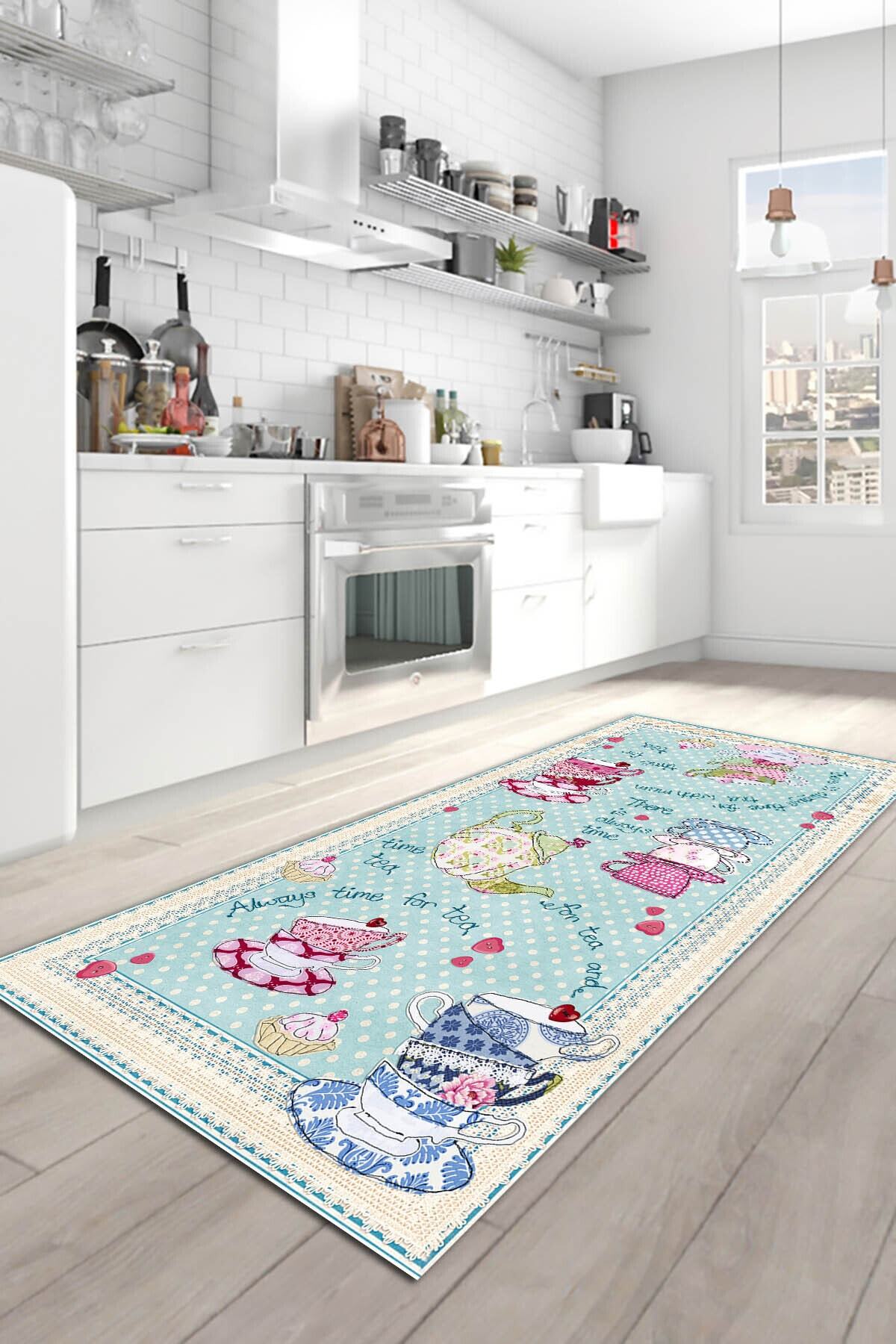 Odaly Velvet Elite Pattern Cotton Based Washable Anti-Slip Antibacterial Kitchen Carpet