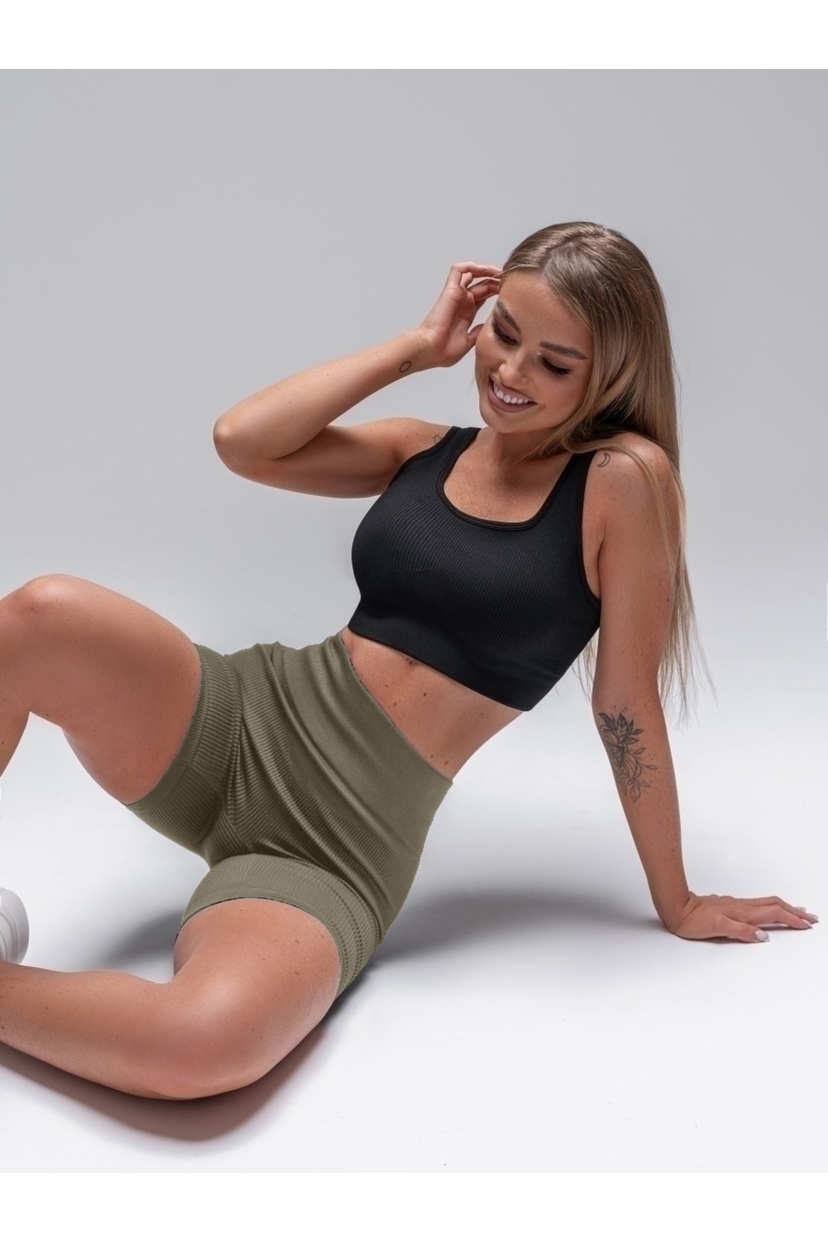 Dublin Model Biker Örme Kumaş Seamless Model Fitilli Şort Camel Renk