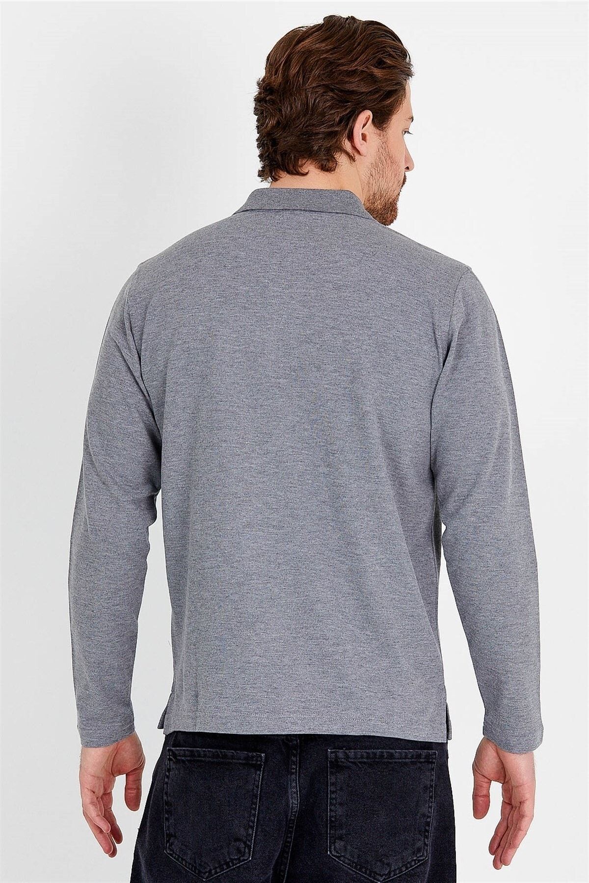Dark grey long sleeve sale polo