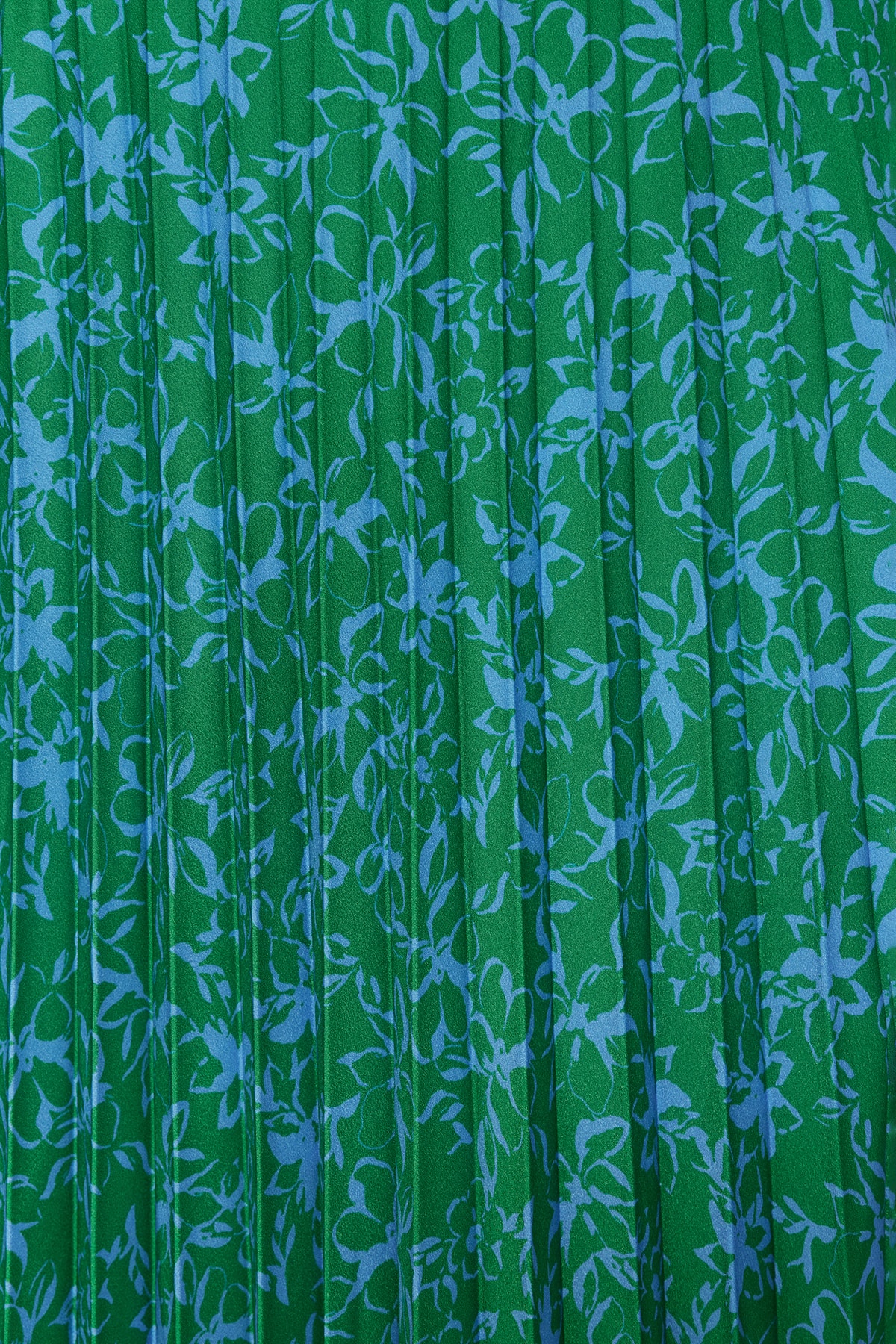 Trendyolmilla  Yeşil Çiçek Desenli Piliseli Beli Lastikli Dokuma Etek TCTSS23EE00018 - Görsel 5