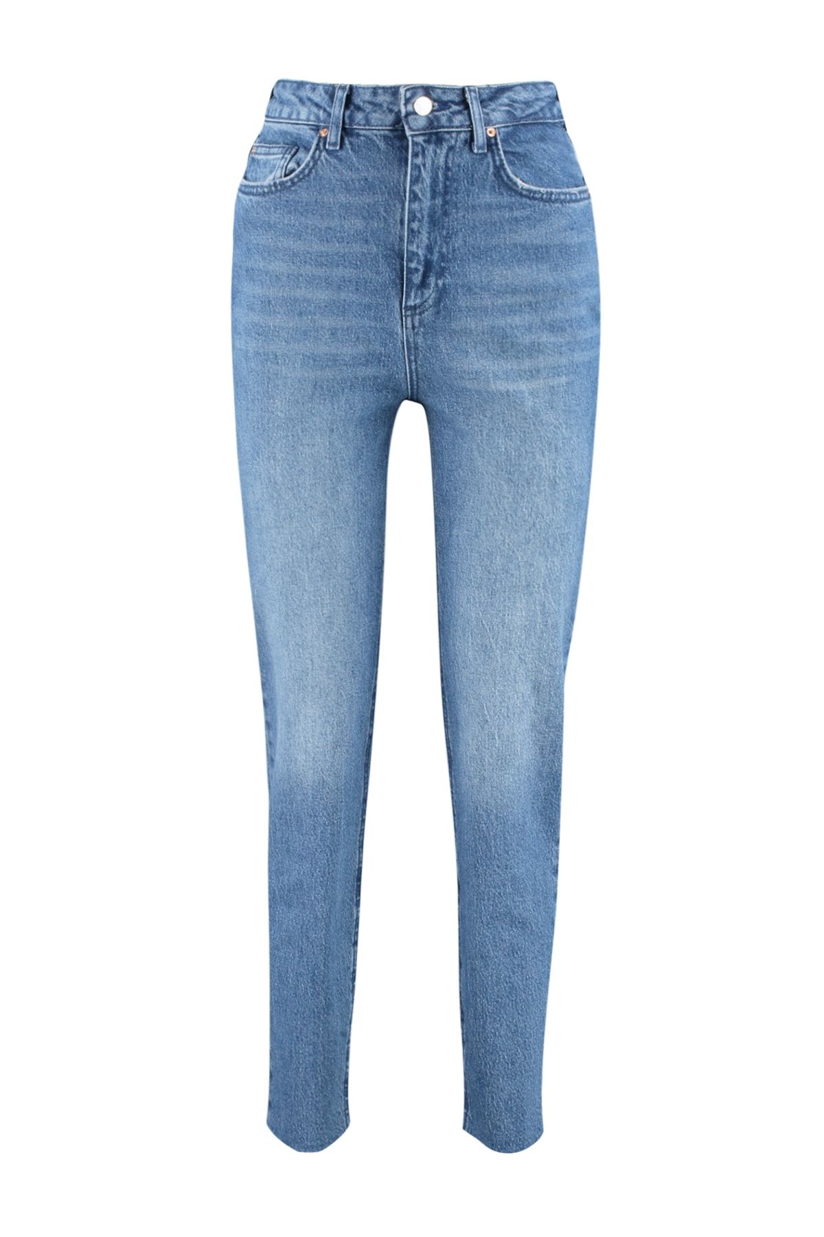 Trendyol Collection-Blaue, mehr haltbare, schmale Mom-Jeans mit hoher Taille TWOSS23JE00094 6