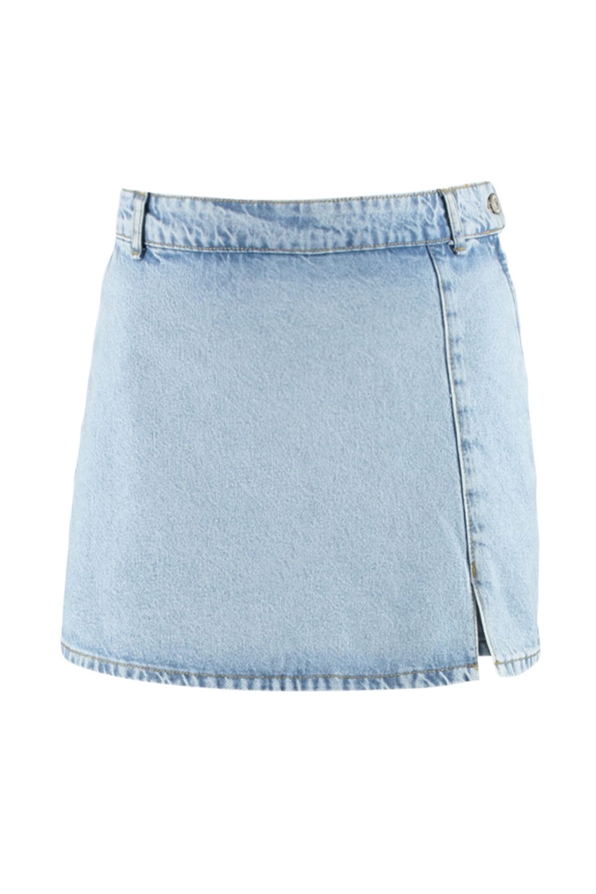 Trendyol Collection-Hellblauer Denim-Shortsrock mit Schlitz TWOSS23SR00091 7