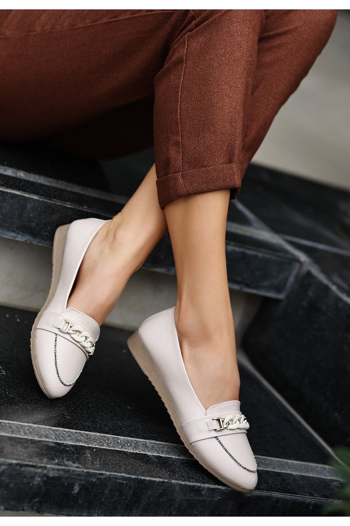 Bej Cilt Babet Ayakkabı Bej