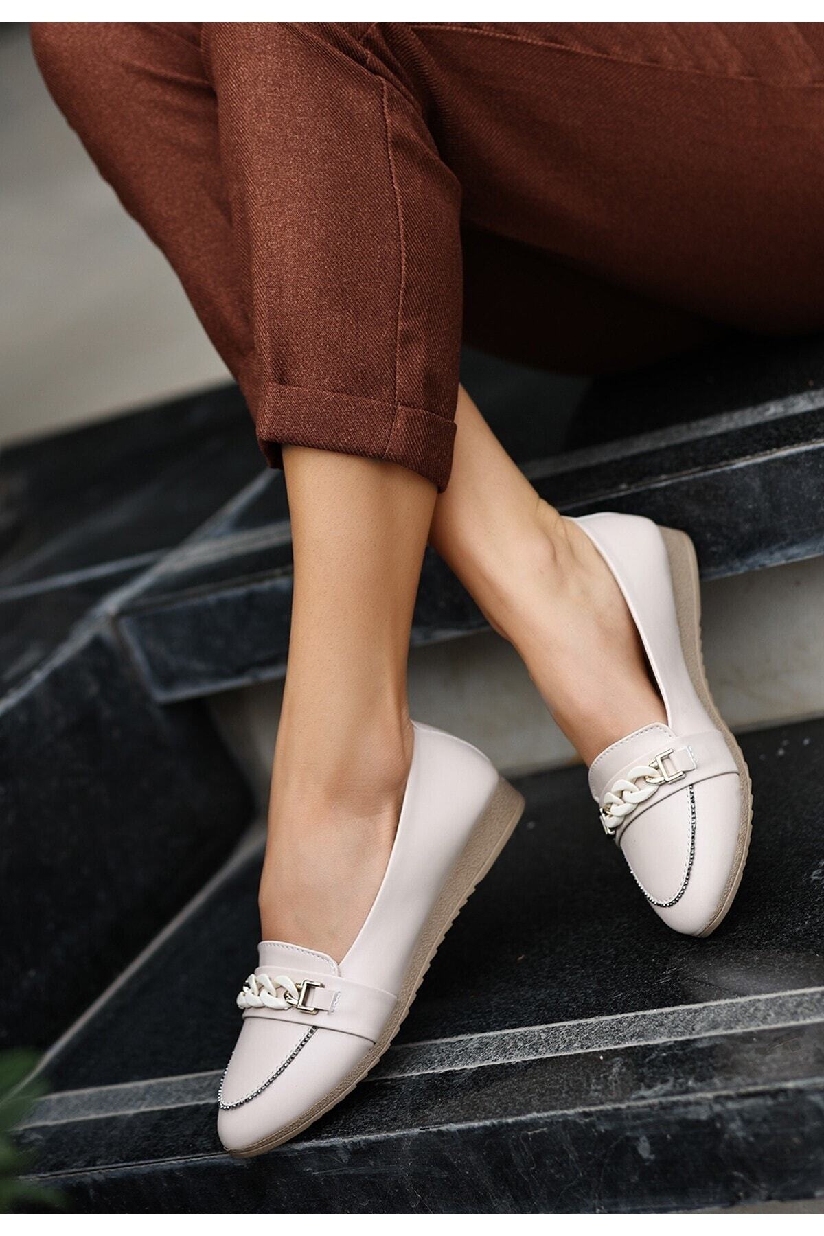 Bej Cilt Babet Ayakkabı Bej