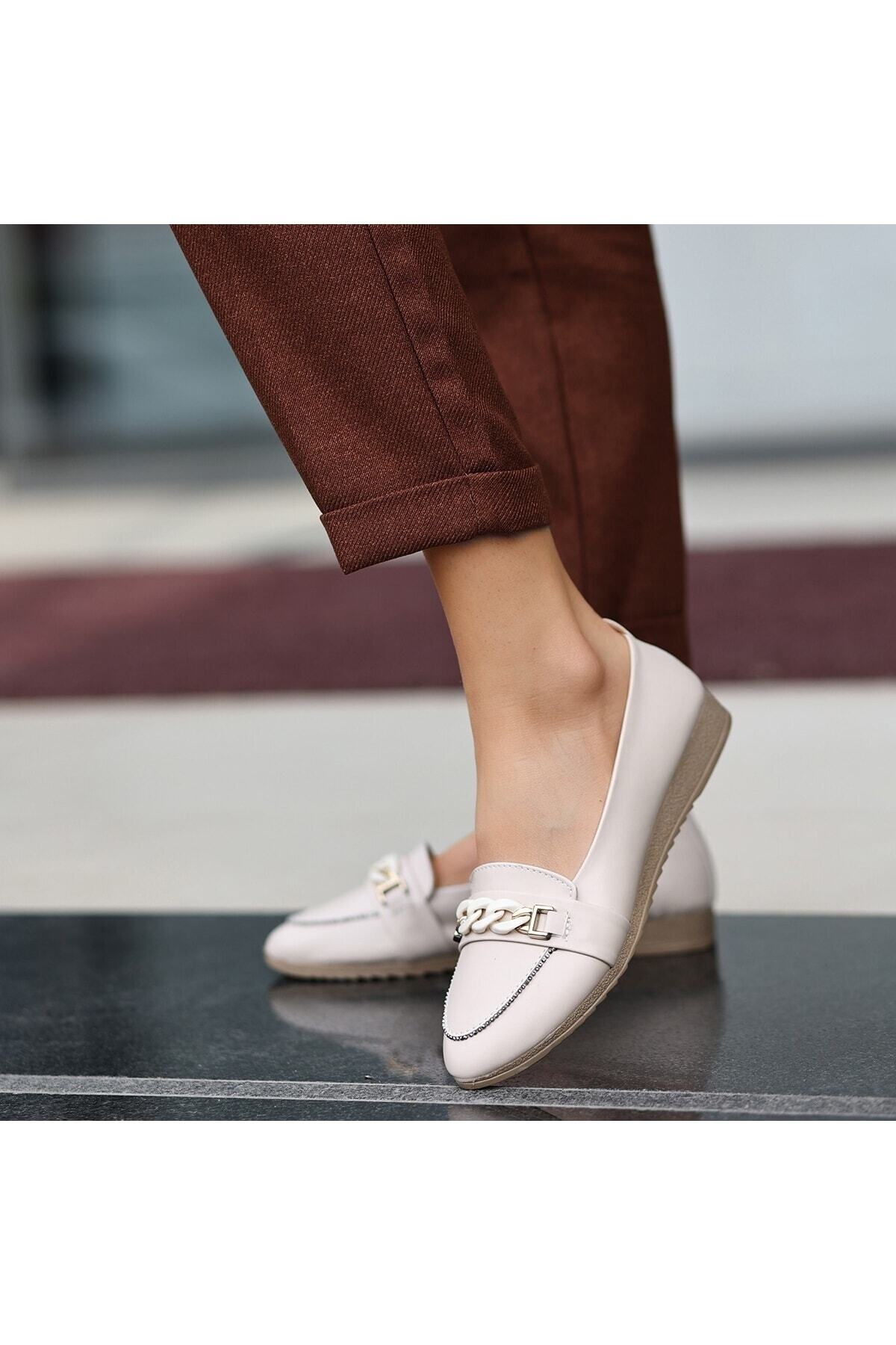 Bej Cilt Babet Ayakkabı Bej