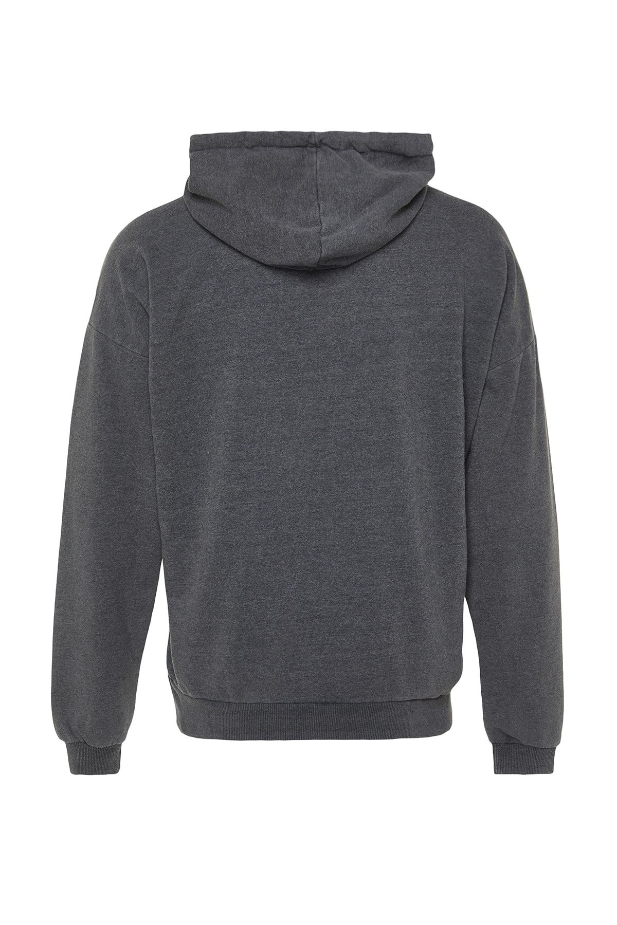 Trendyol Collection-Anthrazitfarbenes Oversize-Sweatshirt mit Kapuze - Antik/Blass-Effekt TMNAW22SW2602 8
