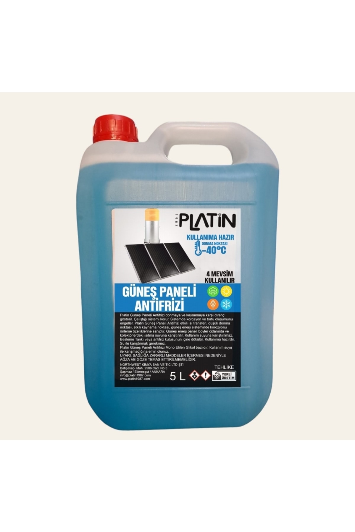 Platin Güneş Enerji Paneli Için Antifriz -40 5lt