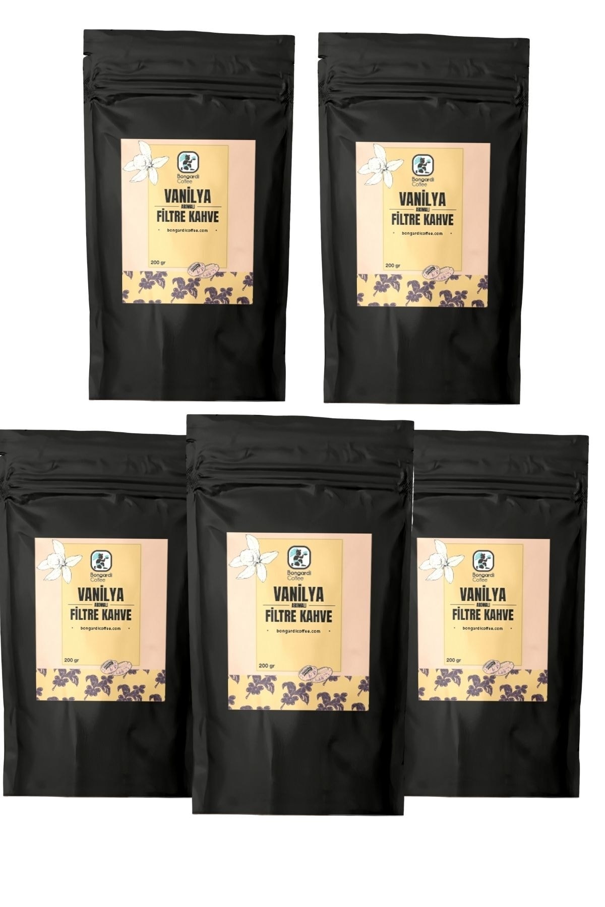 Bongardi Coffee Vanilya Aromalı Filtre Kahve Seti 5x200g (ÖĞÜTÜLMÜŞ)