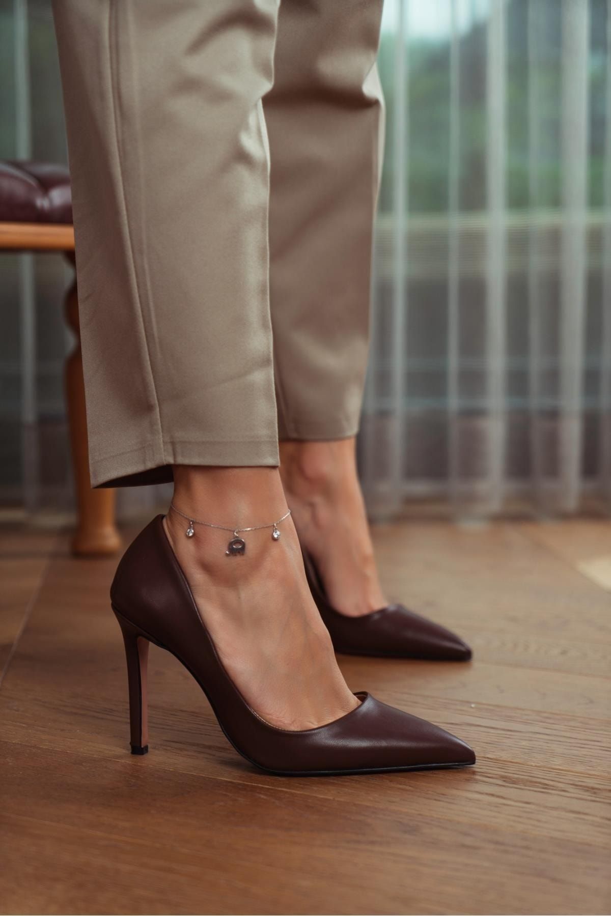 Dark brown stiletto on sale heels