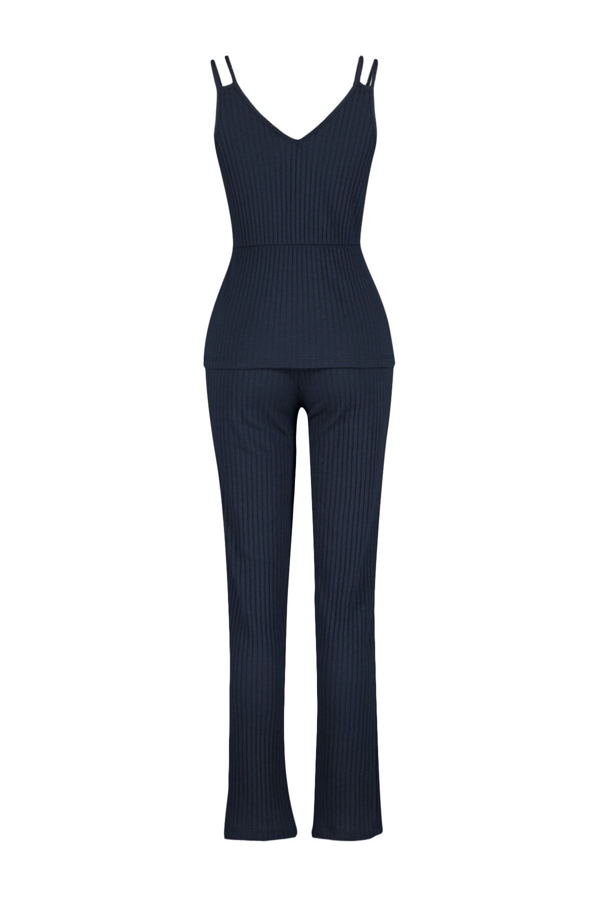 Trendyol Collection-Šňůrová pletená pyžamová souprava Navy Blue Rope Strap - THMSS21PT0125 18