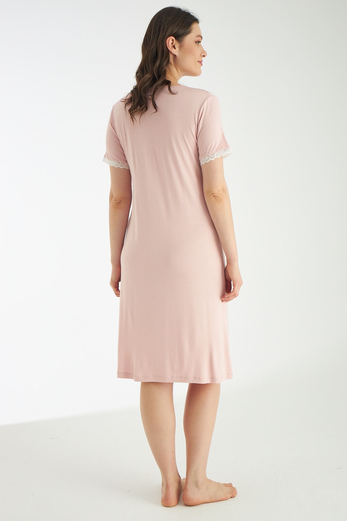 Miss Dünya Lissa Pudra Dantel Detaylı Hamile Ve Lohusa Gecelik Takımı fotoğrafı 6 (önizleme)