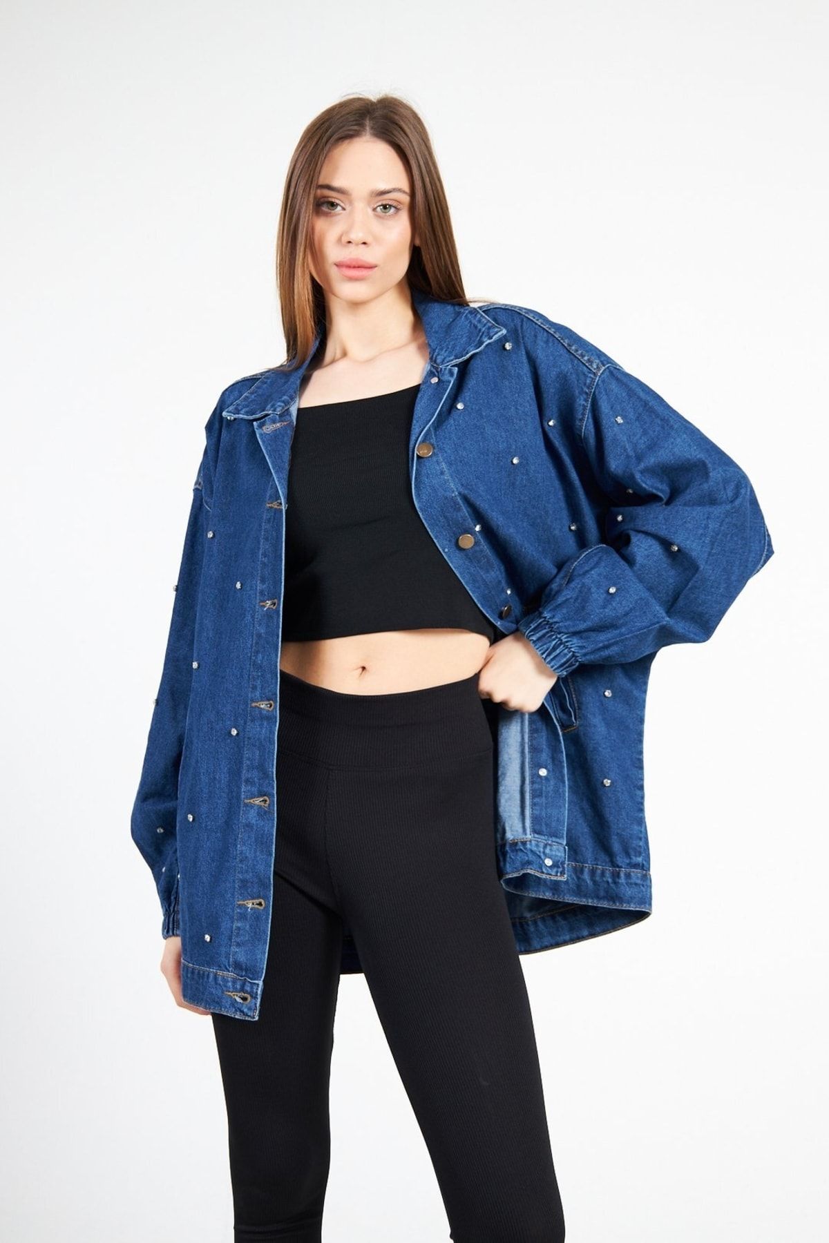 Dark blue shop oversized denim jacket