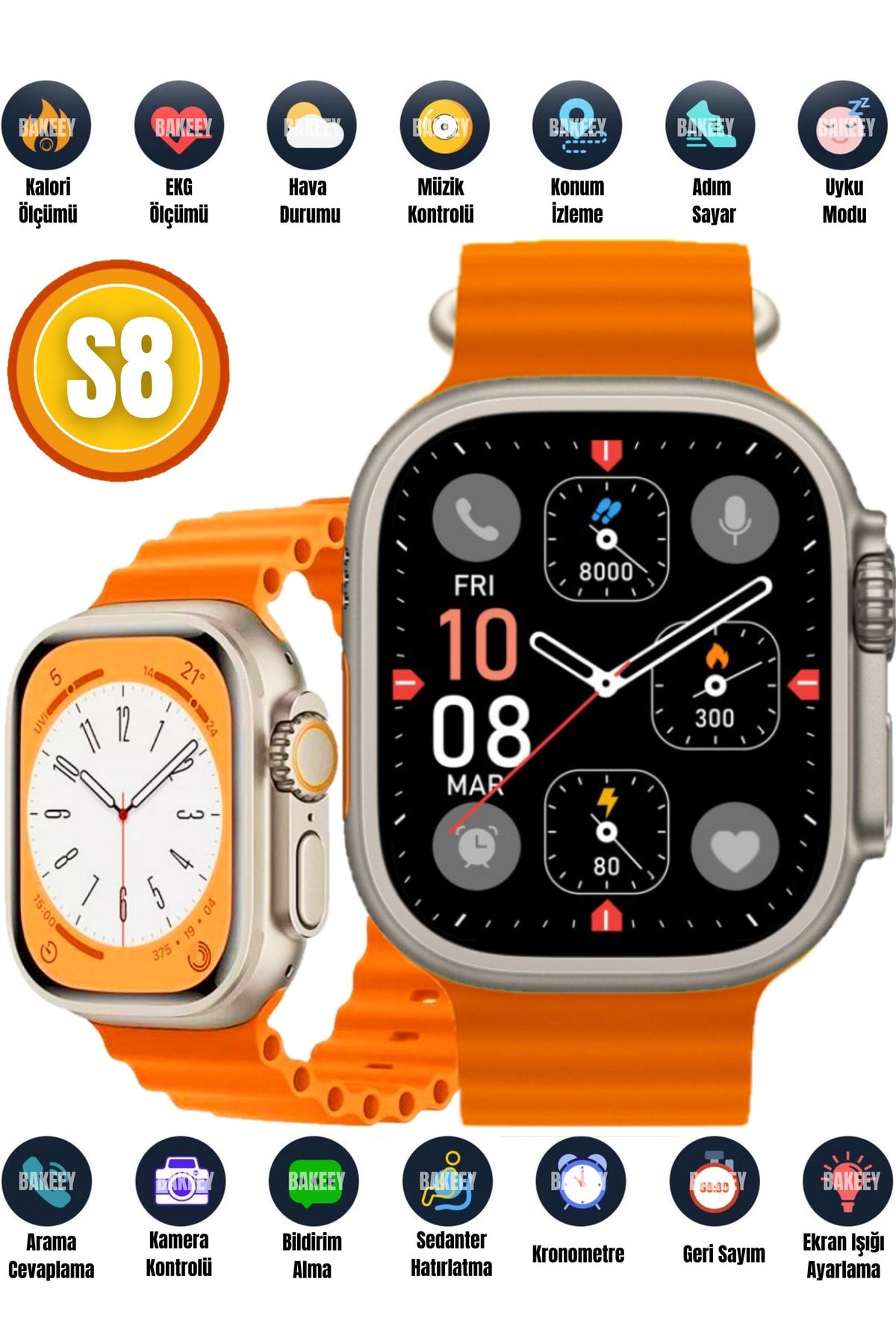 Bakeey Akıllı Saat Watch 8 S8 Ultra Max 49 Mm Kasa Çapı Wireless  Şarj,siri,nfc,nabız,su Geçirmez Fiyatı, Yorumları - Trendyol