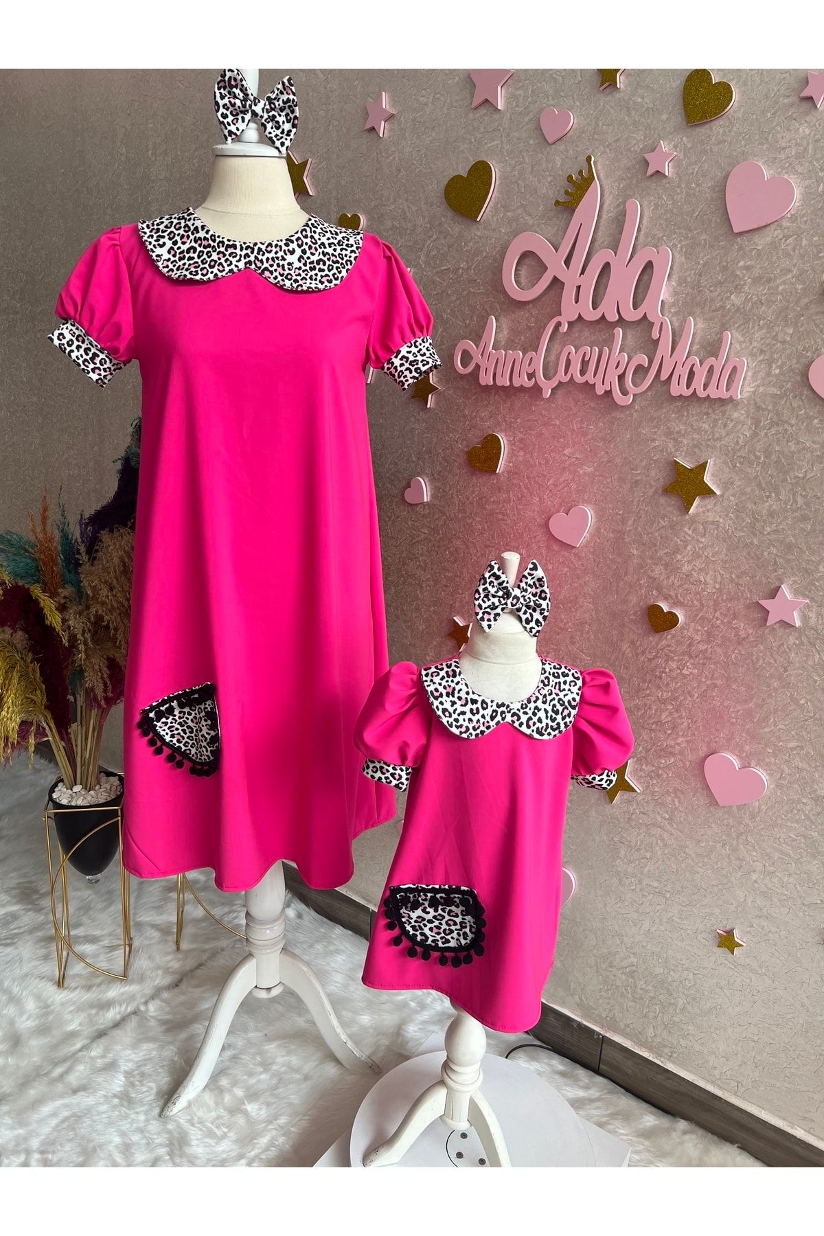 ADA ANNE OCUK MODA Mother and Daughter Vibrant Pink Dress Must