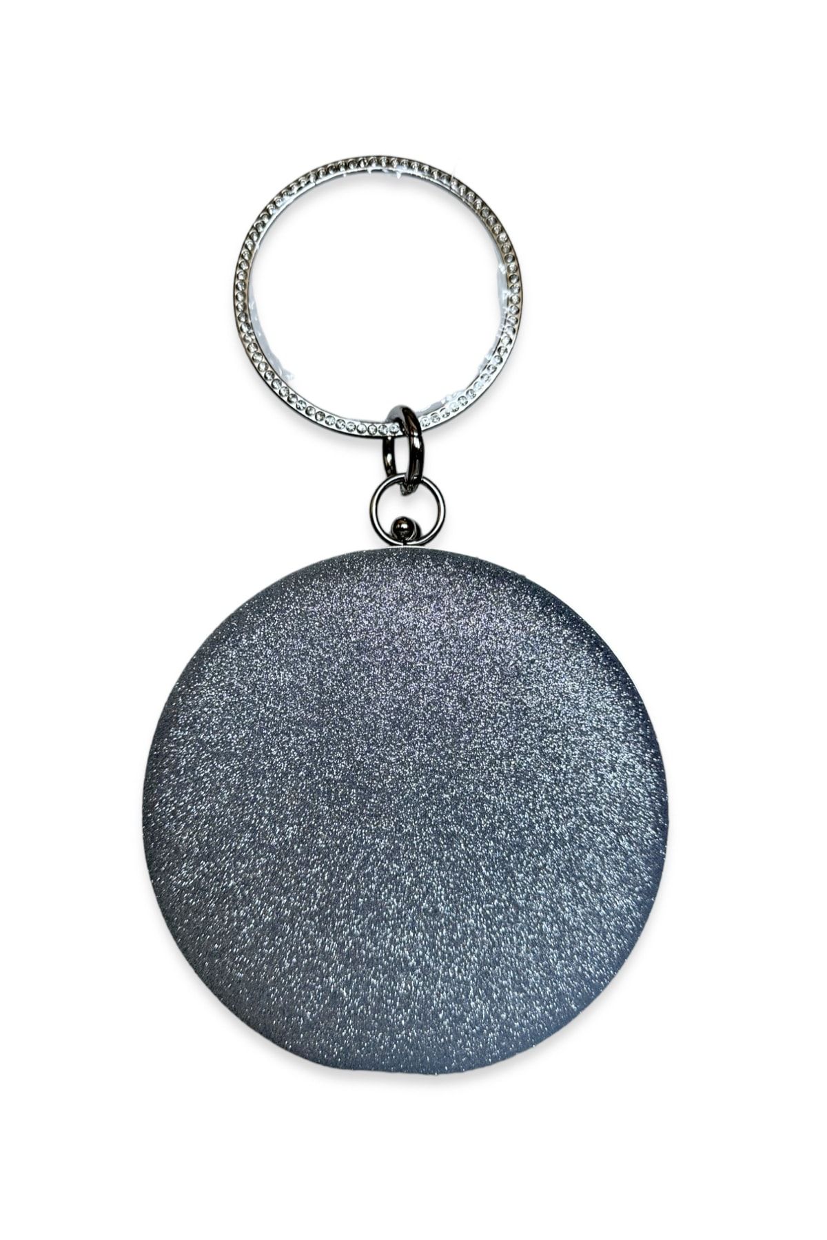 Round silver clutch bag on sale