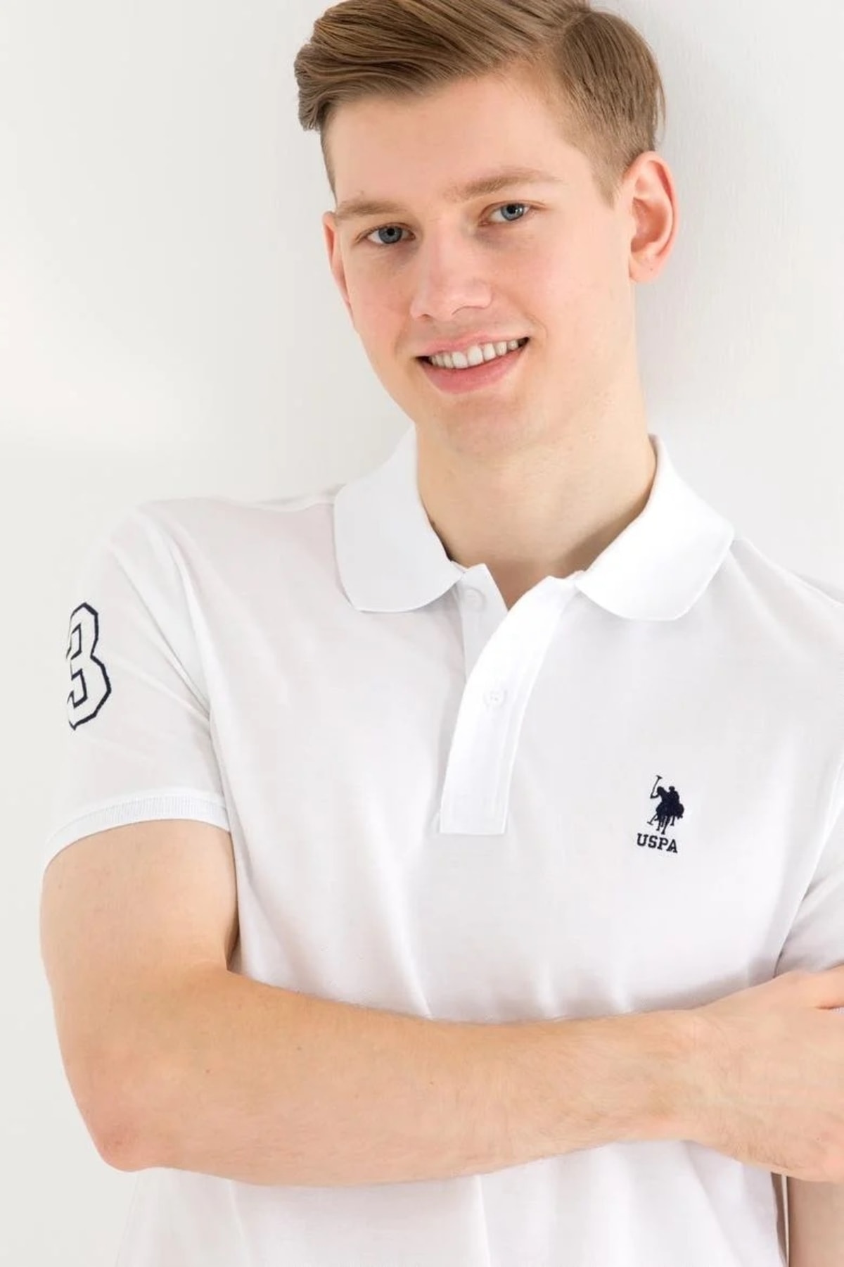 یو اس پولو تی‌شرت یقه پولو مردانه طرح بیسیک