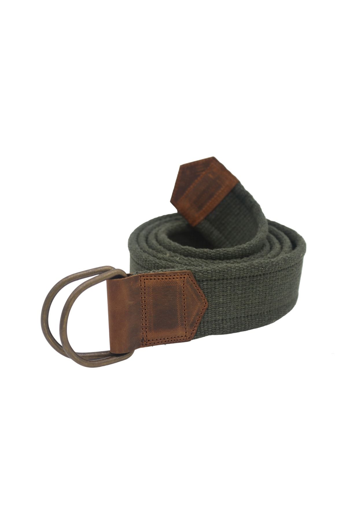 Anatolia Unisex Tan Leather Detailed D Ring Khaki Green Antique