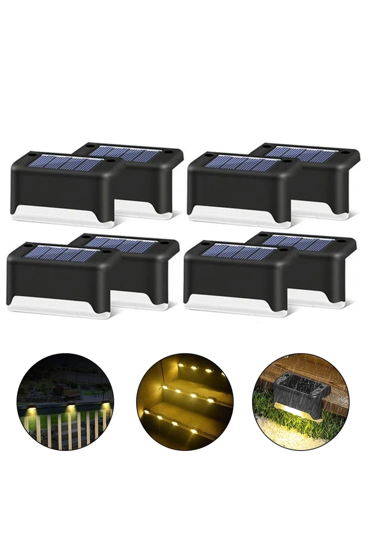 Kyrotech 12 Adet Solar Güneş Enerjili Şarj Edilen Köşebent Merdiven Bahçe Led Lamba Dekor Bahçe Aydınlatma