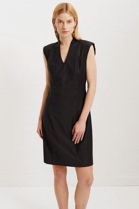 Adalı Slim Fit V Yaka Siyah Elbise 11022650