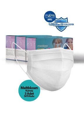 Medizer Full Ultrasonik Cerrahi Çocuk Maskesi 3 Katlı Meltblown Kumaş 150 Adet - Burun Telli - Beyaz medizer-spunbond-150-cocuk-trendyol