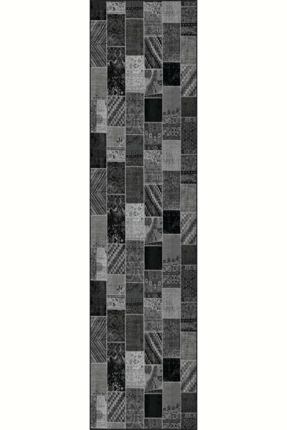Viva Home-Gray Patchwork Non-Slip Base Roller Runner - Ar321 2
